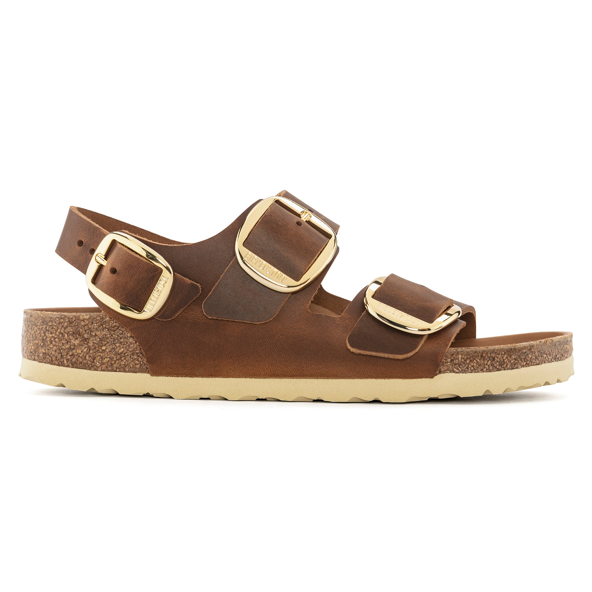 Birkenstock Ciabatta Donna Milano Big Buckle Oiled Leather-Cognac