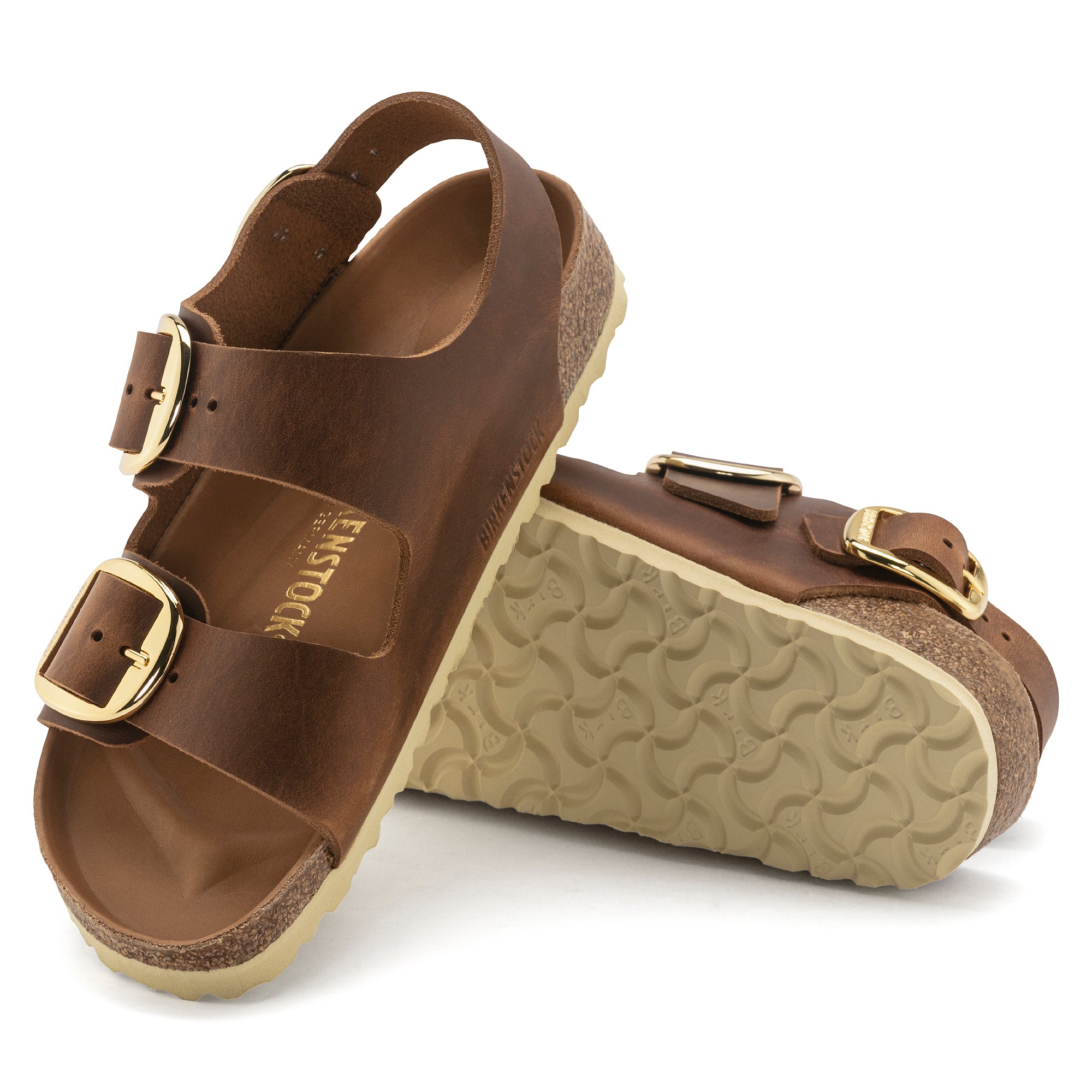 Birkenstock Ciabatta Donna Milano Big Buckle Oiled Leather-Cognac