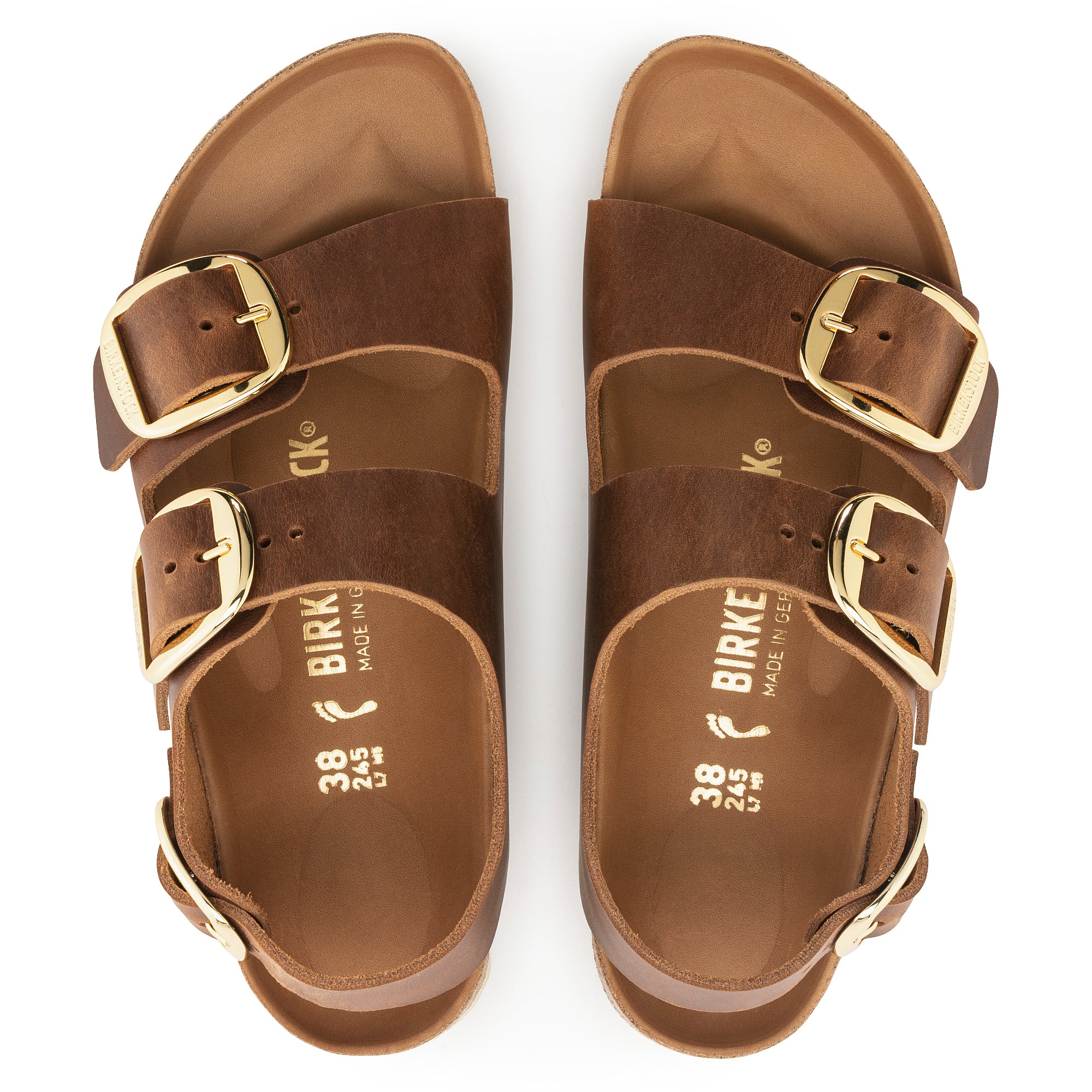 Birkenstock Ciabatta Donna Milano Big Buckle Oiled Leather-Cognac