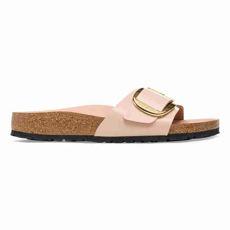 Birkenstock Ciabatta Donna Madrid Big Buckle Natural Leather-Shine New Beige