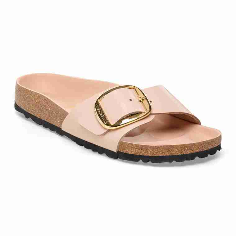 Birkenstock Ciabatta Donna Madrid Big Buckle Natural Leather-Shine New Beige