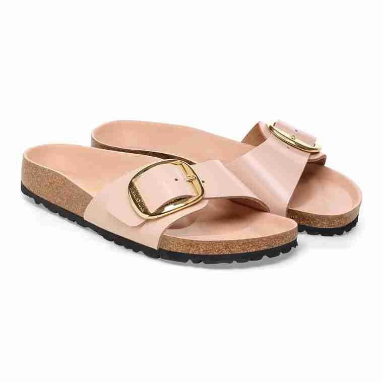 Birkenstock Ciabatta Donna Madrid Big Buckle Natural Leather-Shine New Beige