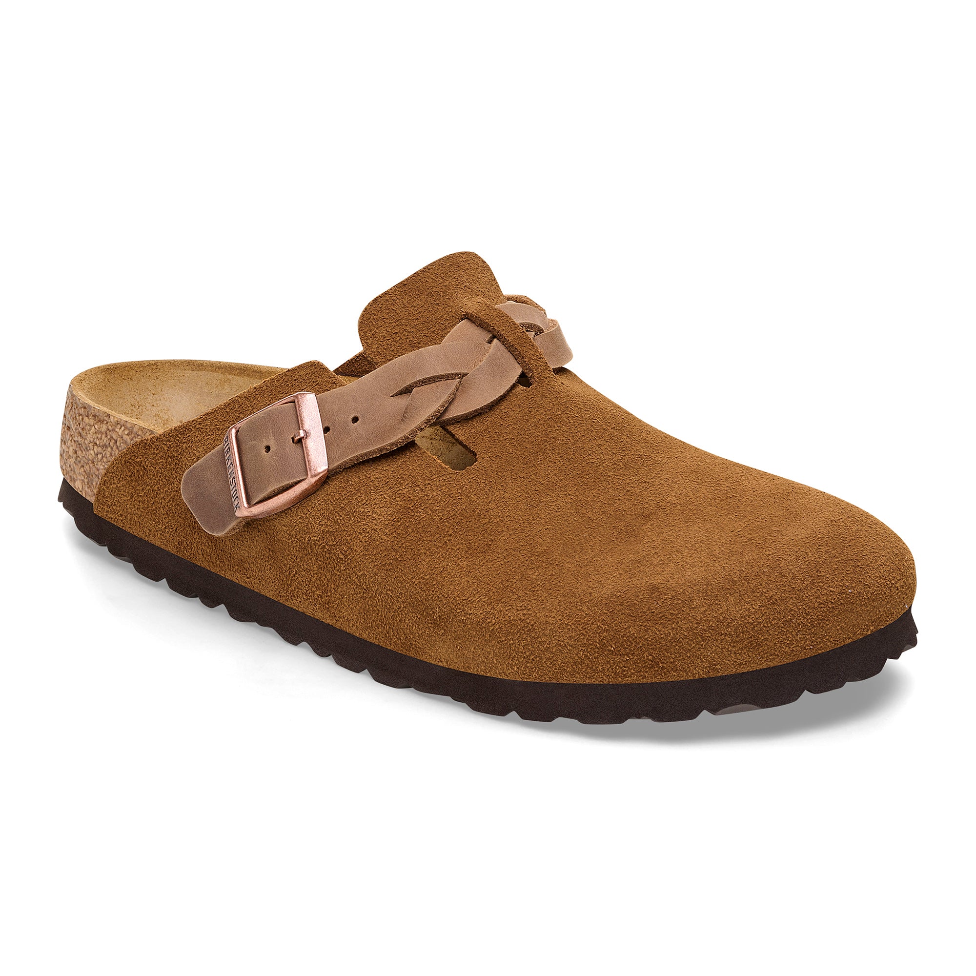 Birkenstock Ciabatta Donna Boston Braided Suede Leather-Mink