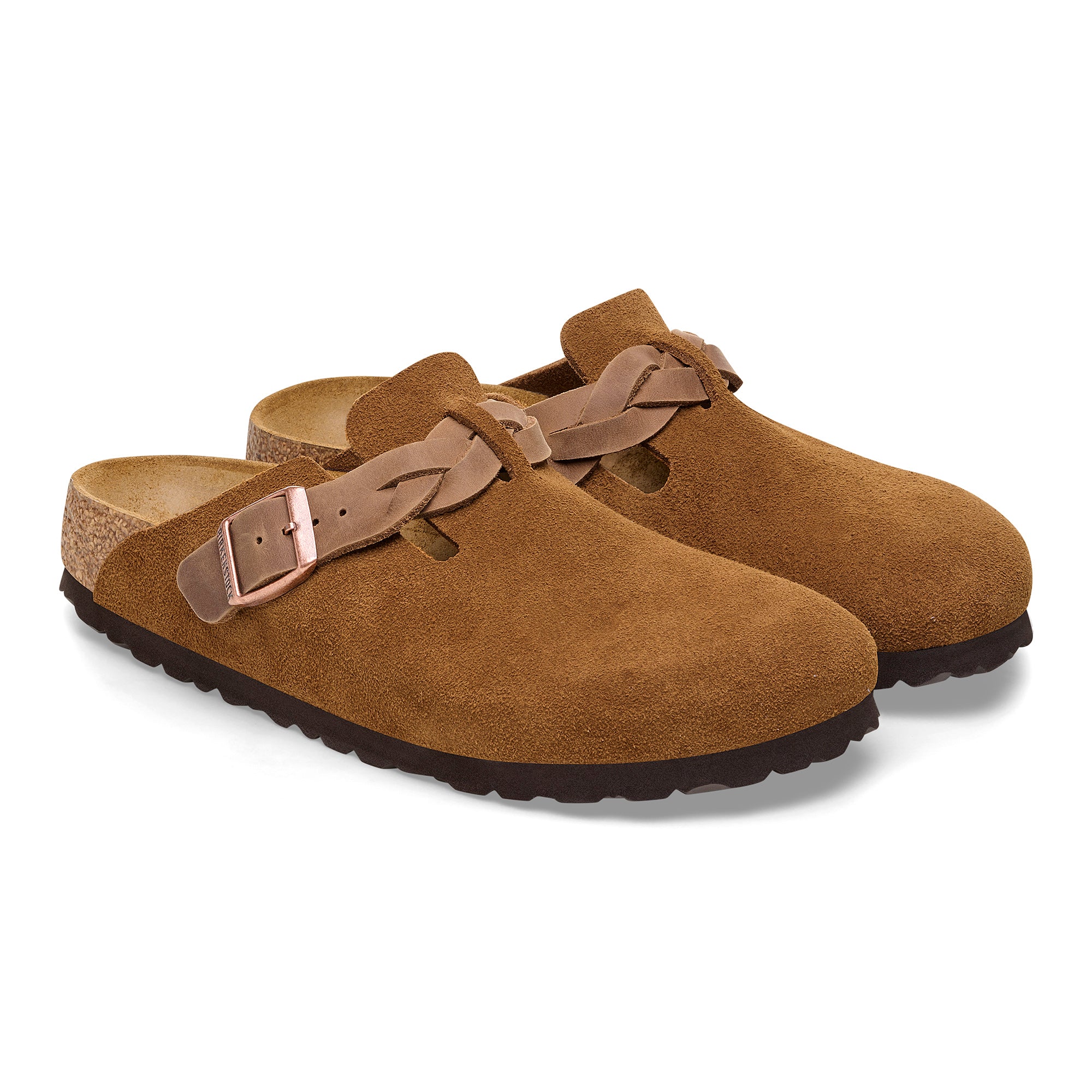 Birkenstock Ciabatta Donna Boston Braided Suede Leather-Mink