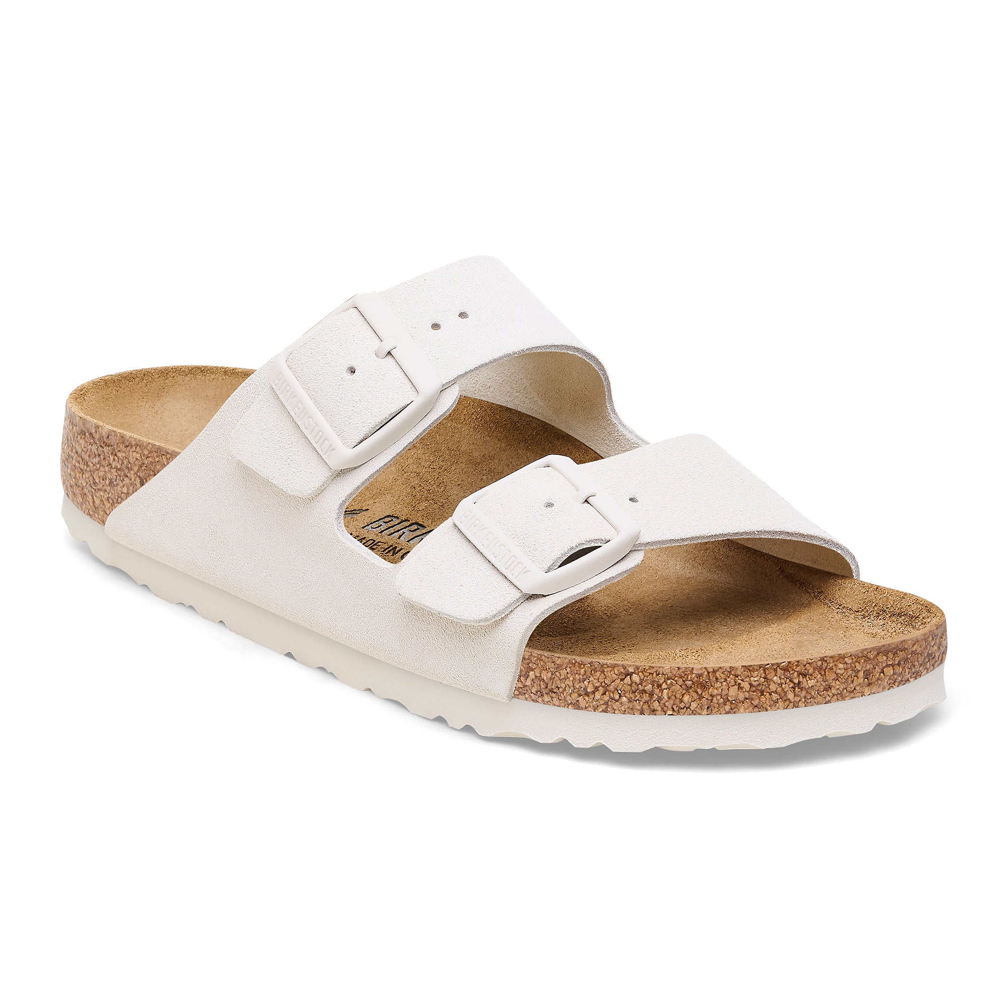 Birkenstock Ciabatta Unisex Arizona Suede Leather-Antique White