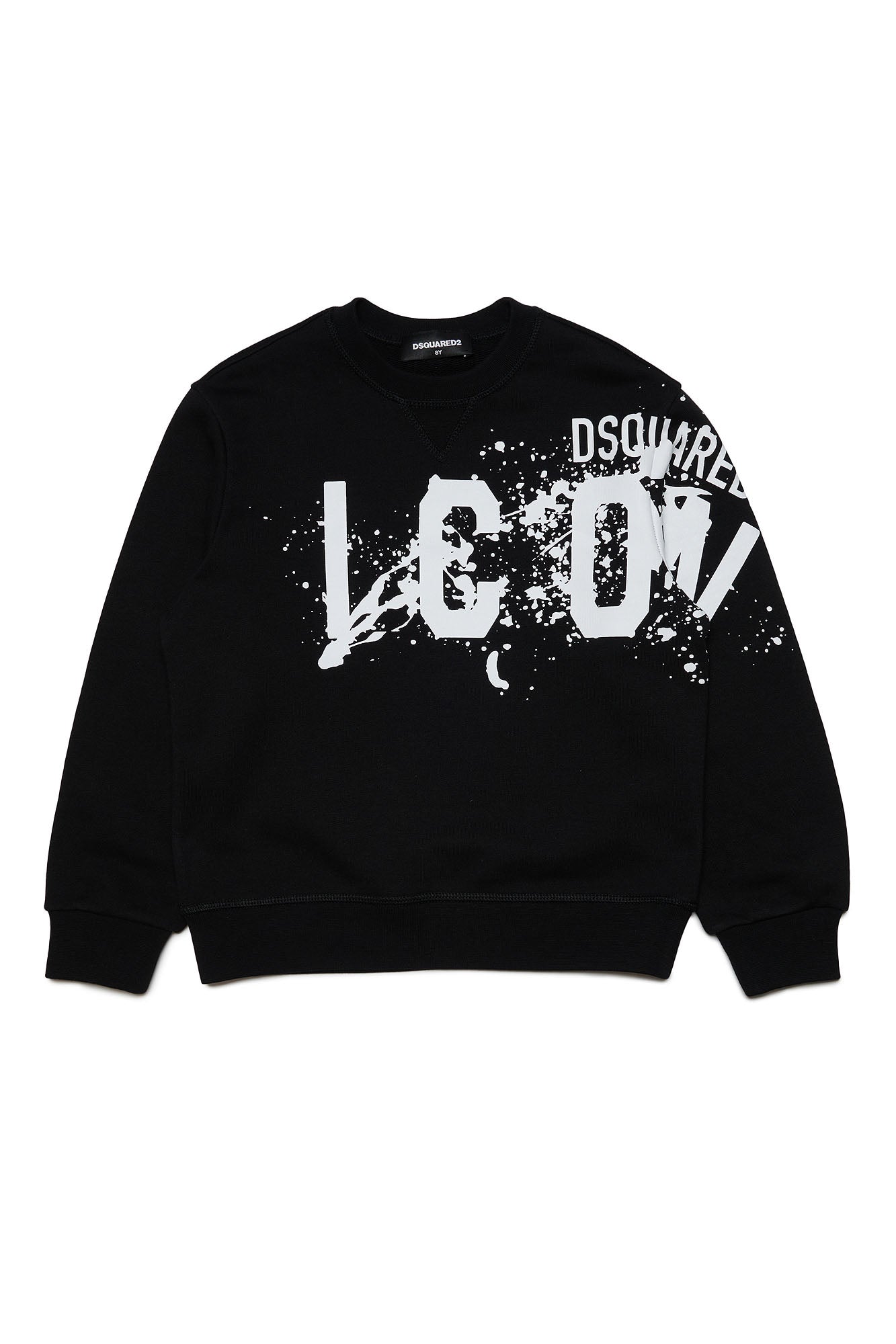 DSQUARED2-Felpa Unisex Bambino Relax Icon Splatter-Nero