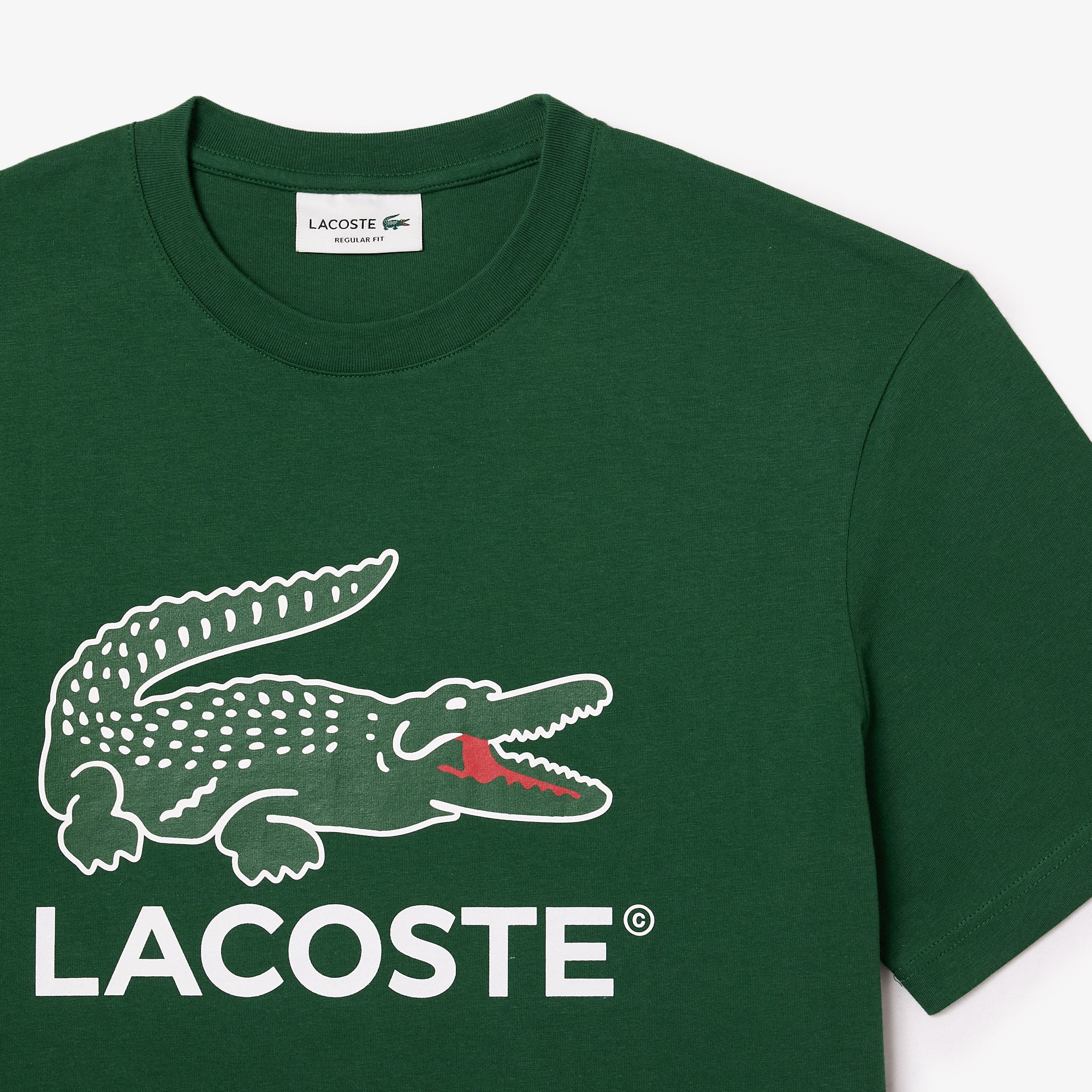 LACOSTE T-Shirt Uomo Maxi Stampa Logo-Verde
