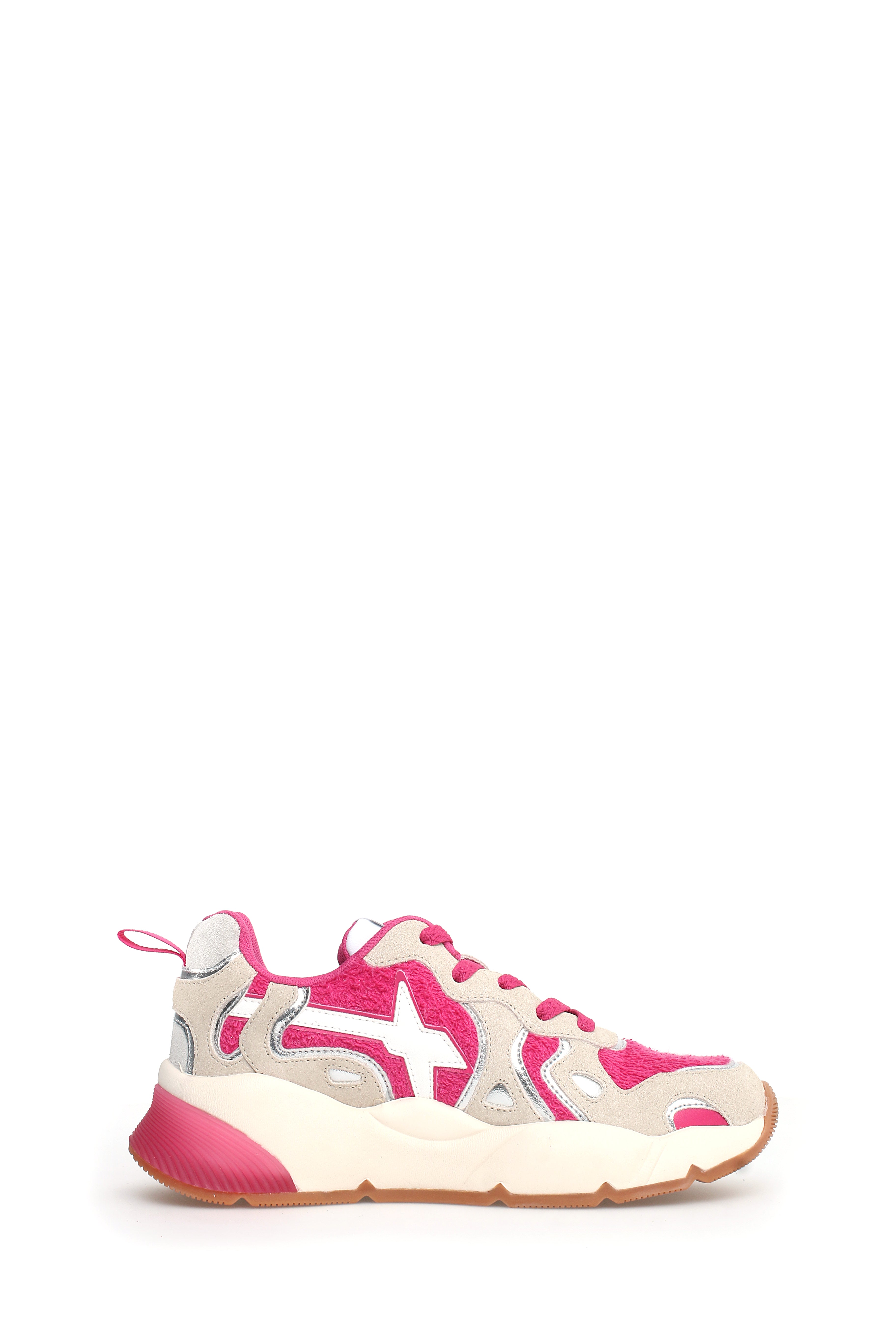 W6YZ-Sneaker Donna Sarah W-Beige Fucsia