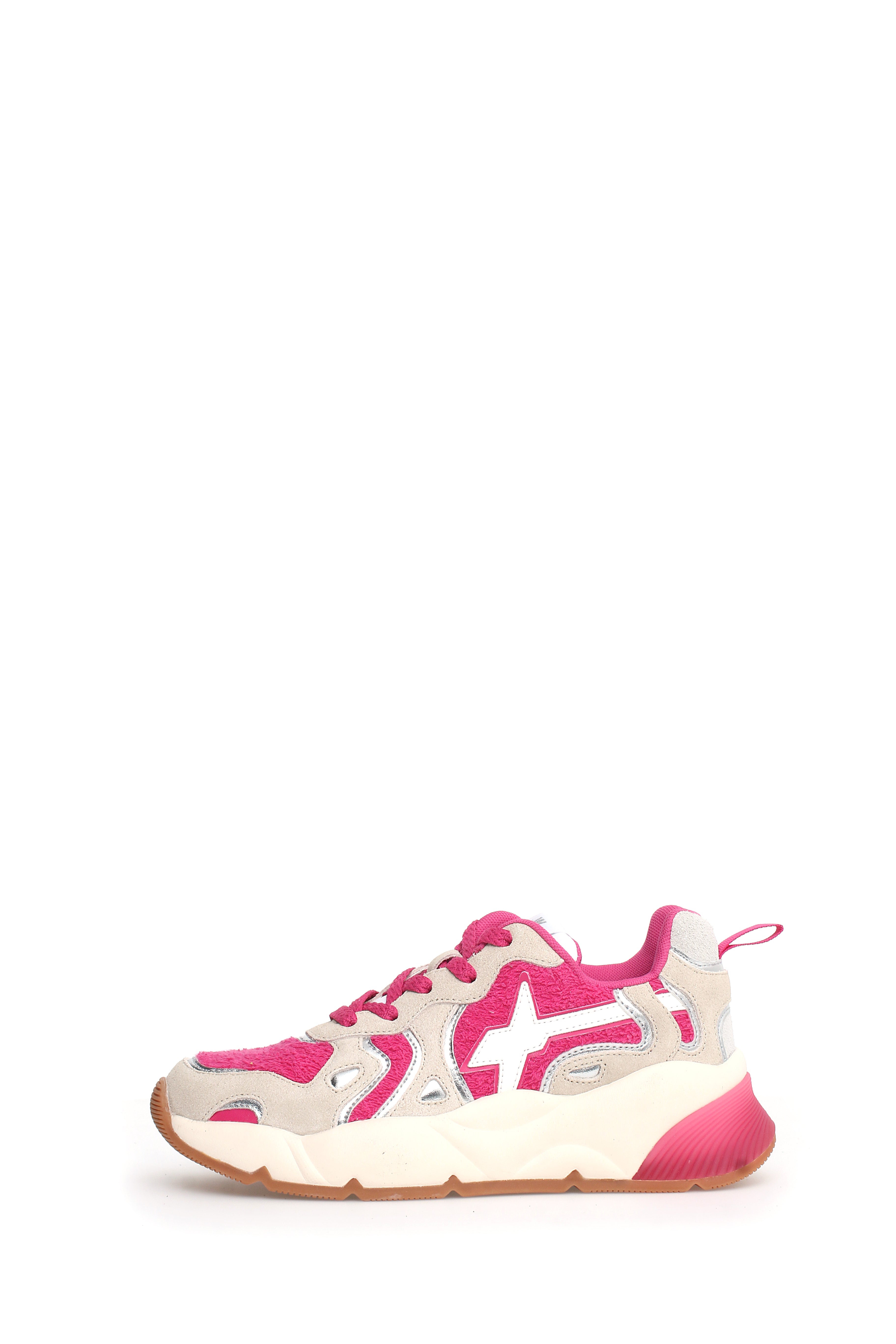 W6YZ-Sneaker Donna Sarah W-Beige Fucsia