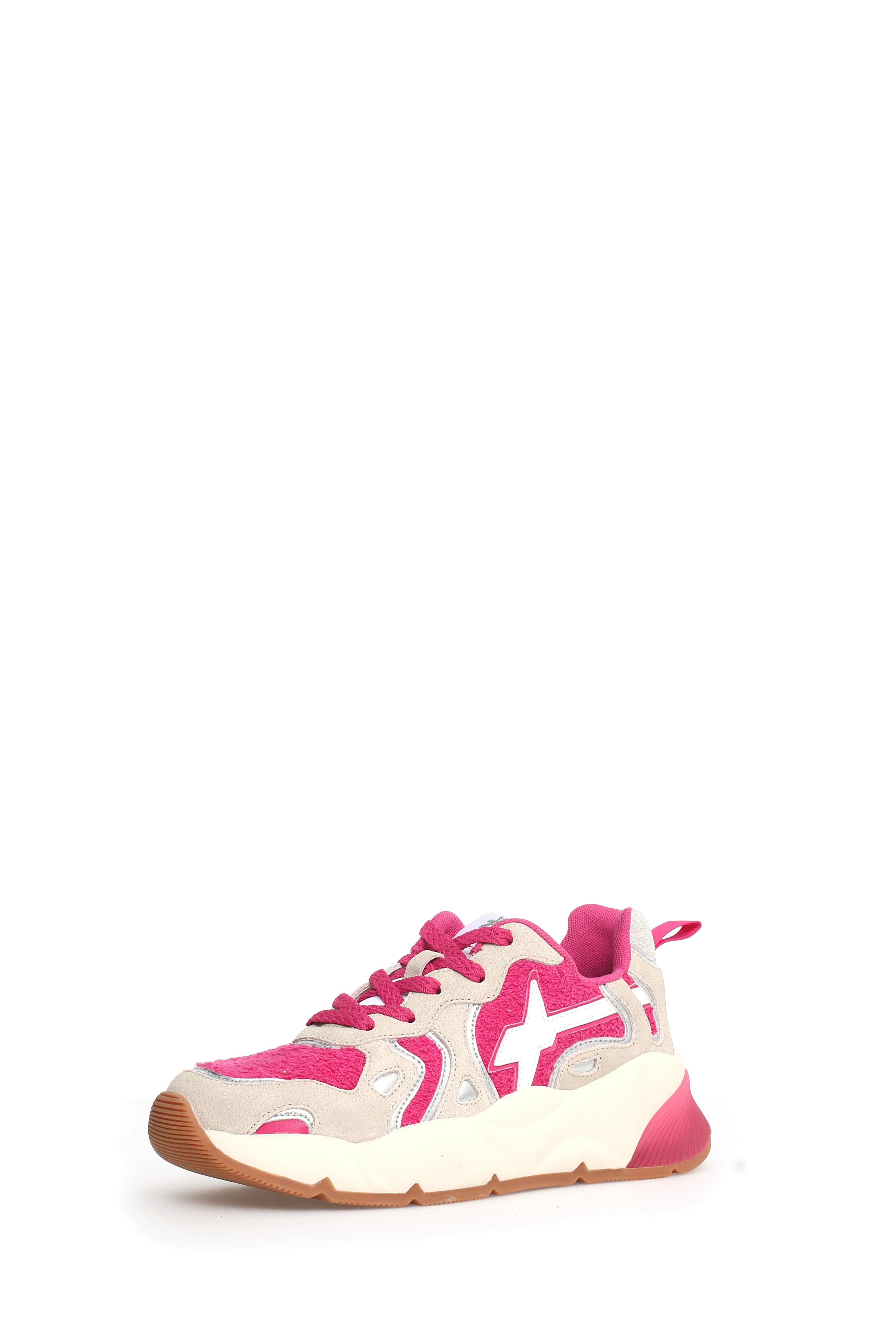 W6YZ-Sneaker Donna Sarah W-Beige Fucsia