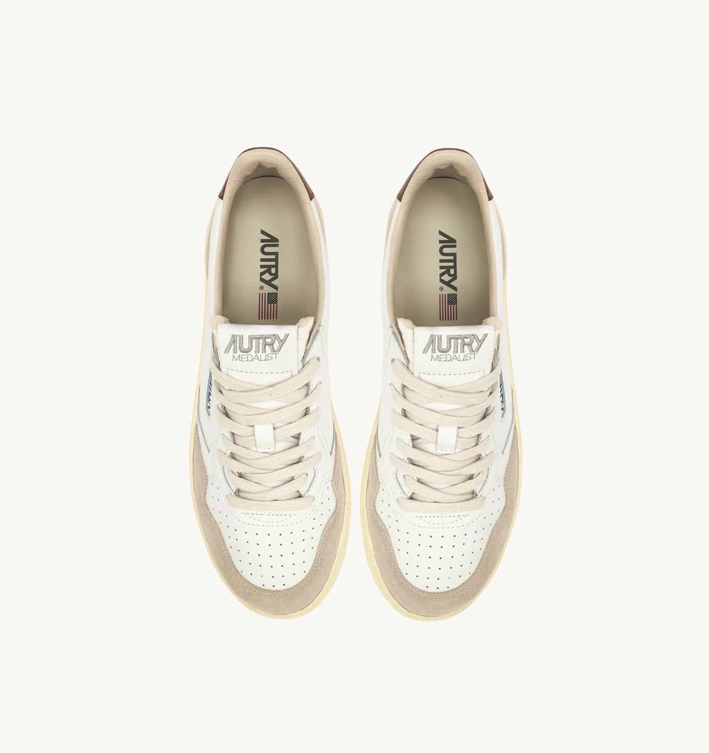 AUTRY Sneakers Uomo Medalist Low Man AULM-LS72-Bianco Marrone