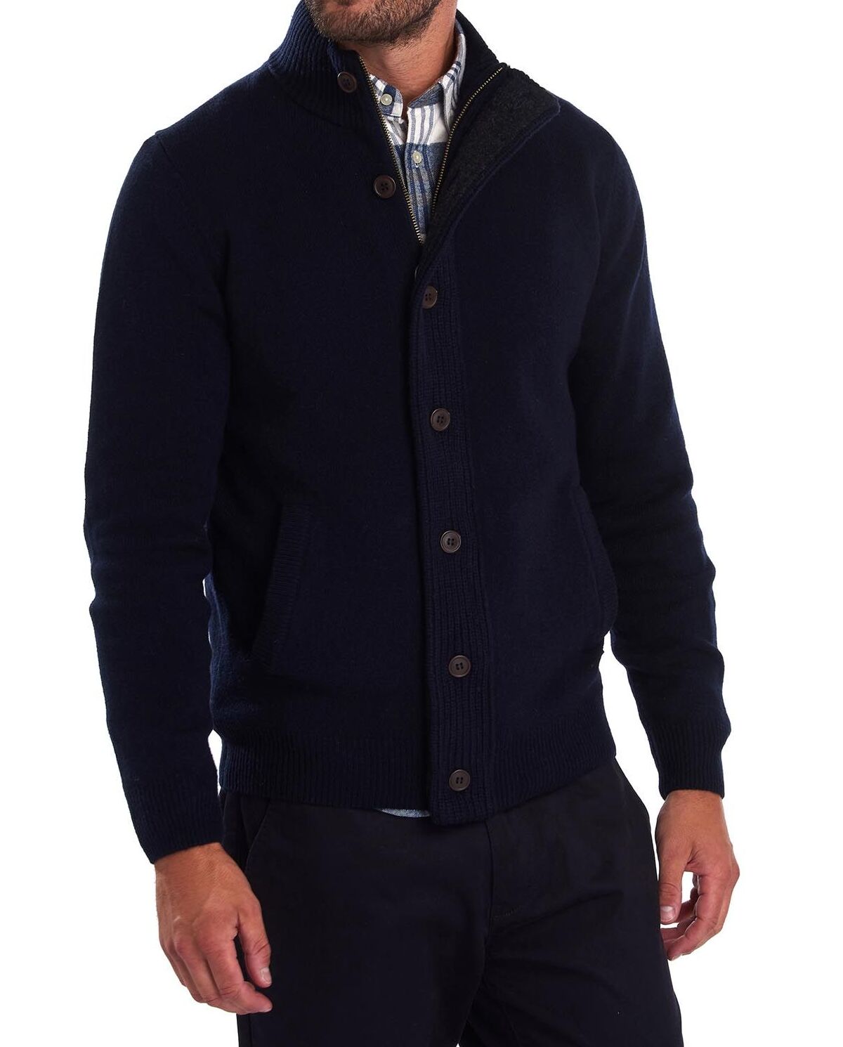 BARBOUR Maglione Uomo Essential Patch Zip-Navy