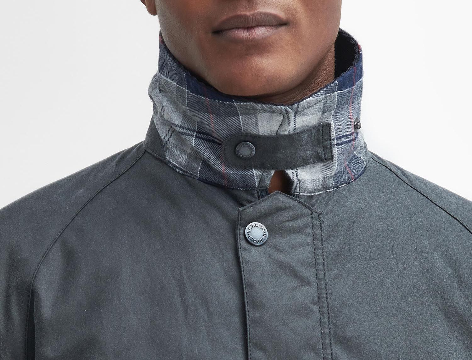 BARBOUR Giacca Uomo Ambleside Wax-Grey Blue Granite Tartan