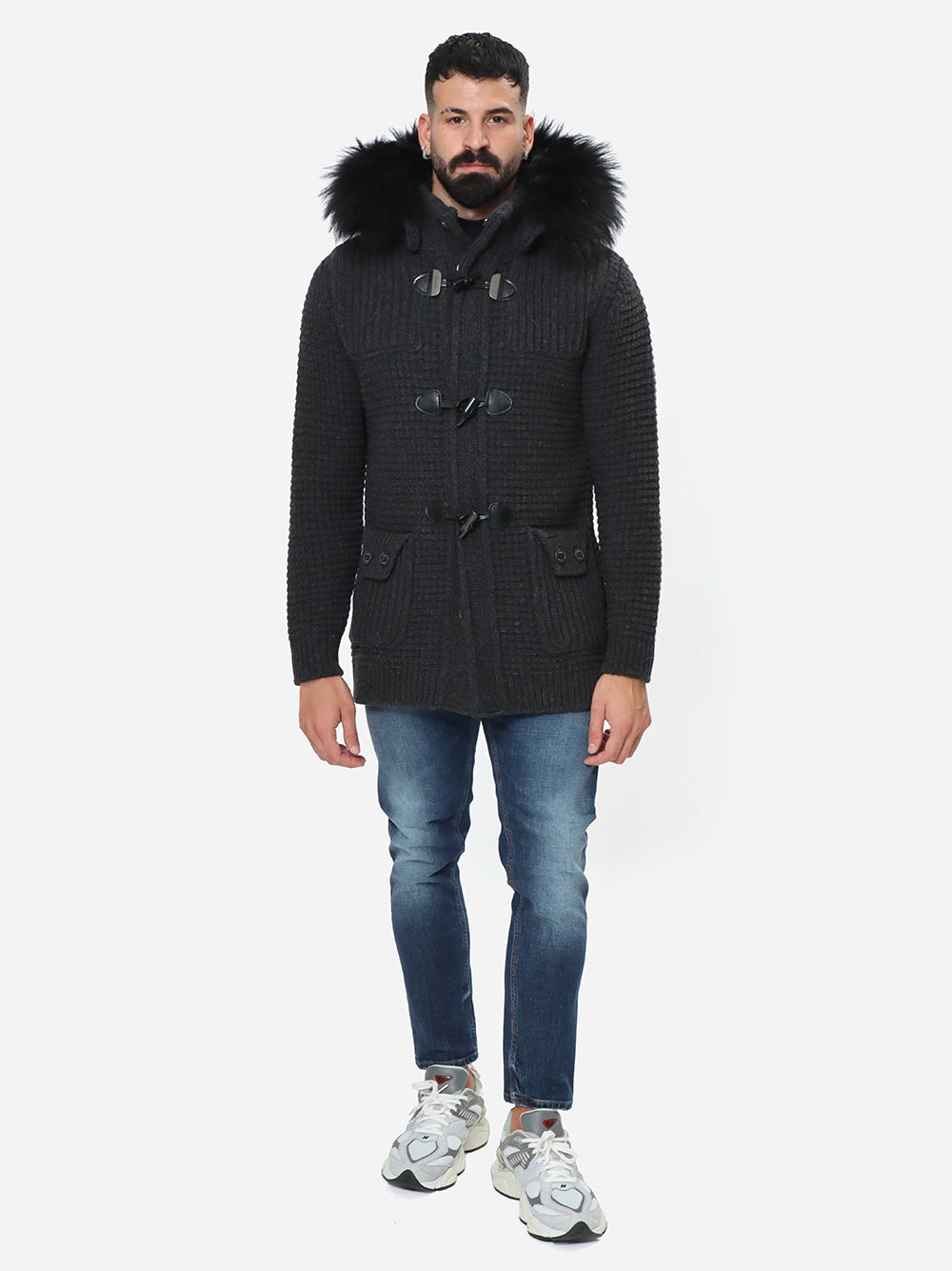 BARK Giubbotto Uomo SHORT DUFFLE COAT W/MURMASKY-Charcoal