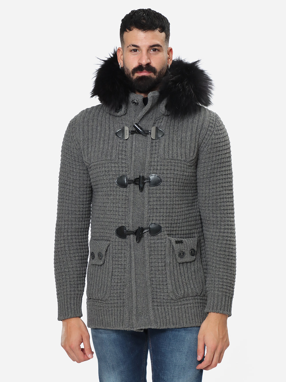 BARK Giubbotto Uomo SHORT DUFFLE COAT W/MURMASKY-Grigio