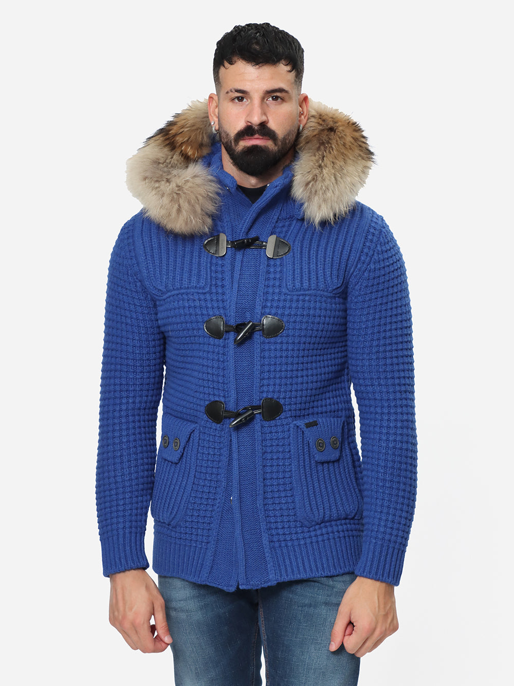 BARK Giubbotto Uomo SHORT DUFFLE COAT W/MURMASKY-Bluette