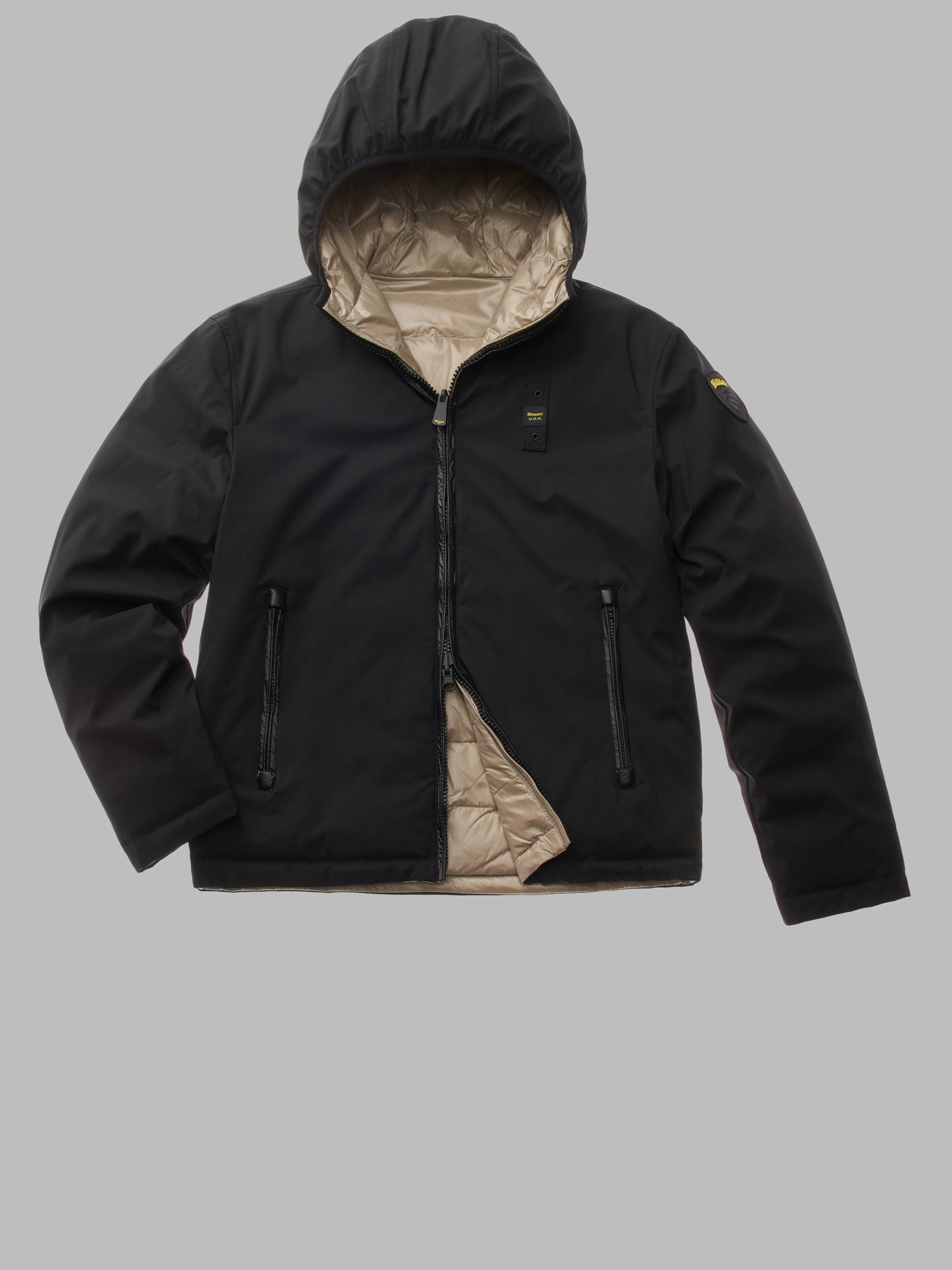 BLAUER Piumino Uomo Ballard Reversible-Nero Beige