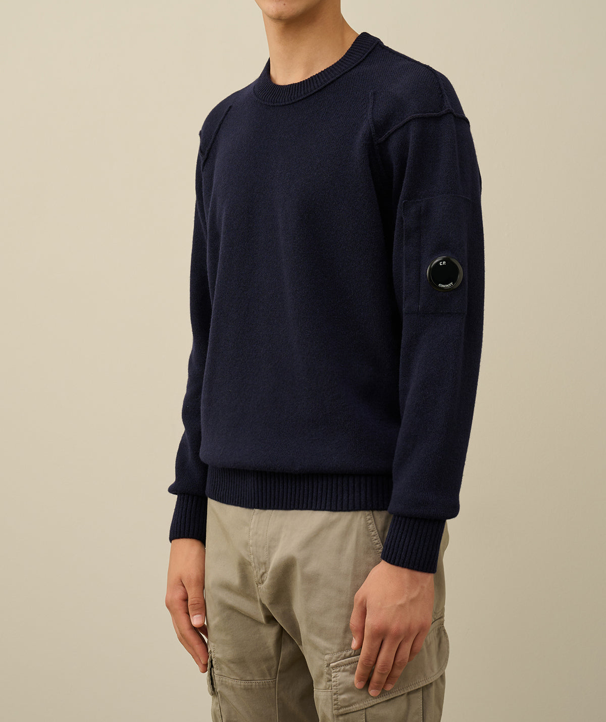 C.P. COMPANY Maglione Uomo Lambswool GRS Crew Neck Knit-Total Eclipse