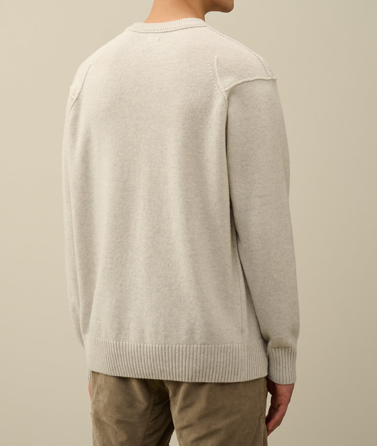 C.P. COMPANY Maglione Uomo Lambswool GRS Crew Neck Knit-Off White Melange