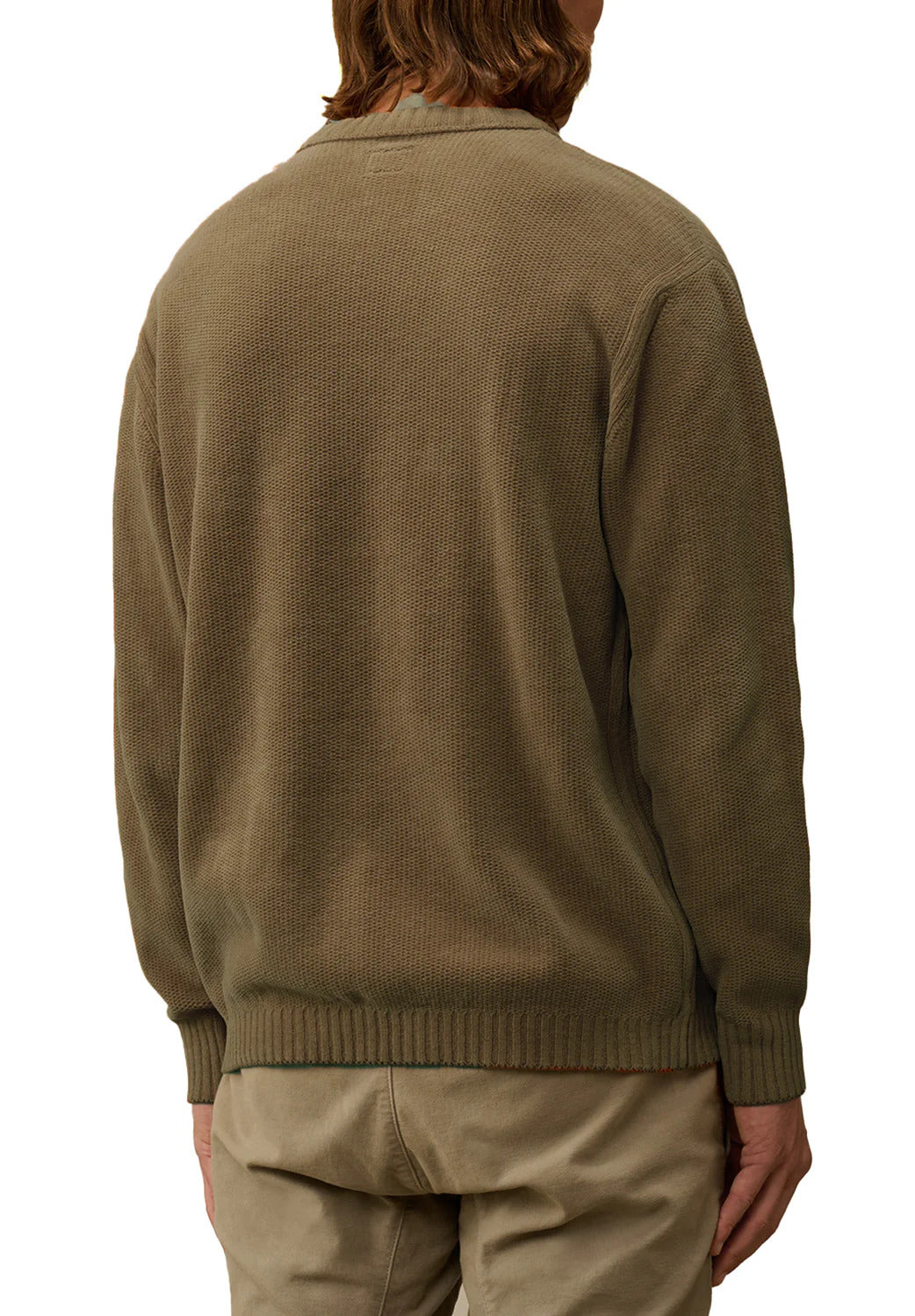 C.P. COMPANY Maglione Uomo Cotton Chenille Crewneck Knit-Walnut