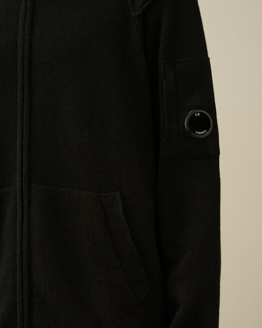 C.P. COMPANY Cardigan Uomo Lambswool GRS Zipped-Black