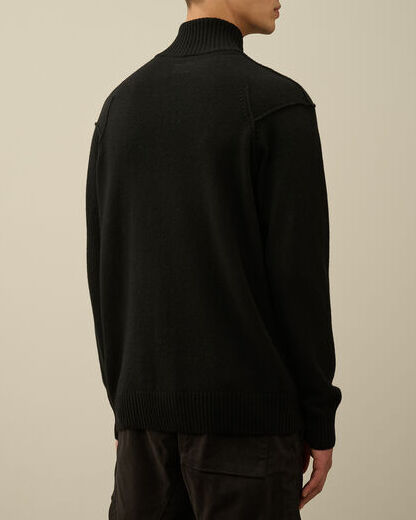 C.P. COMPANY Cardigan Uomo Lambswool GRS Zipped-Black