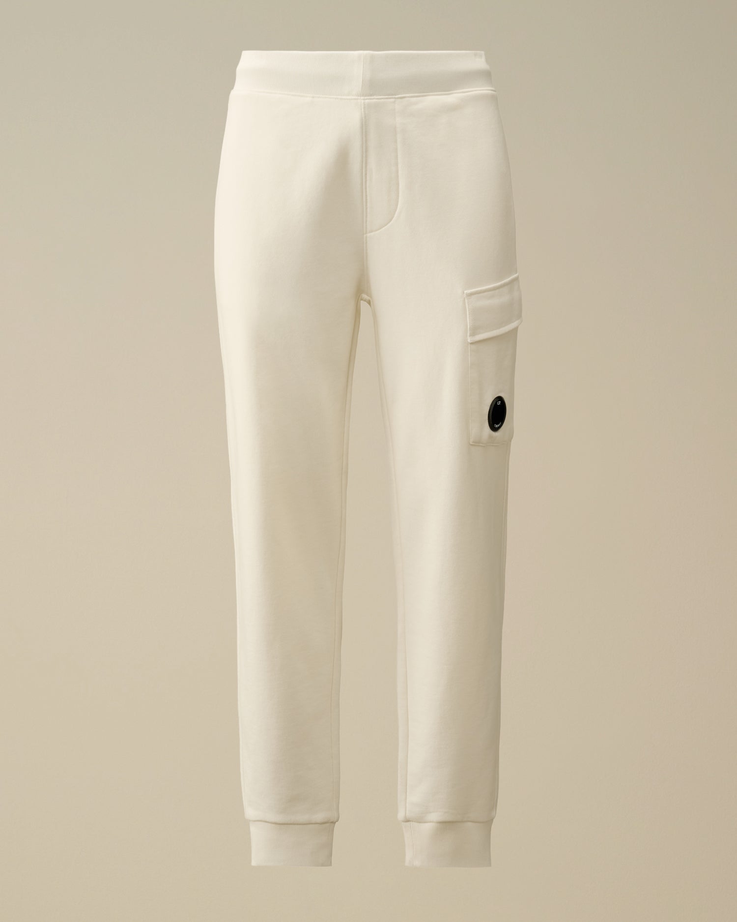 C.P. COMPANY Pantaloni Uomo Diagonal Fleece Cargo-Gauze White