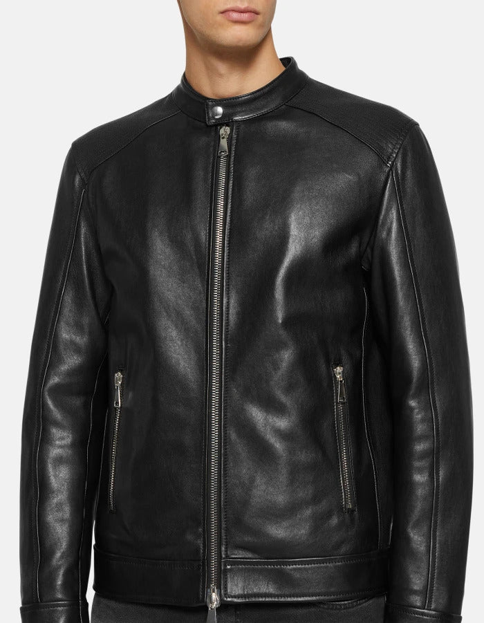 DONDUP Giubbino Biker Pelle-Nero