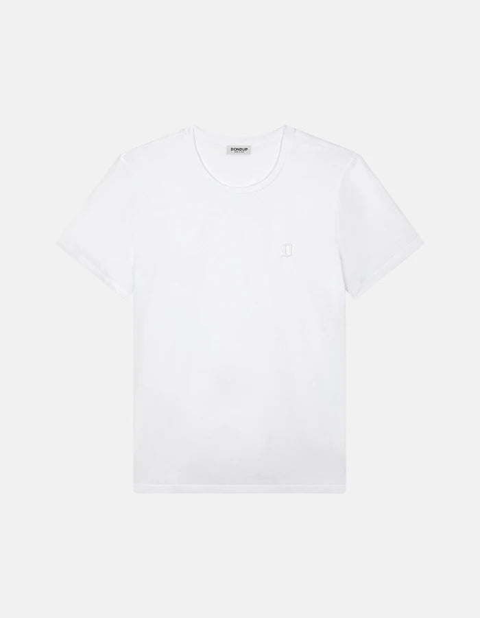 DONDUP T-Shirt Uomo Basic Logo-Bianco