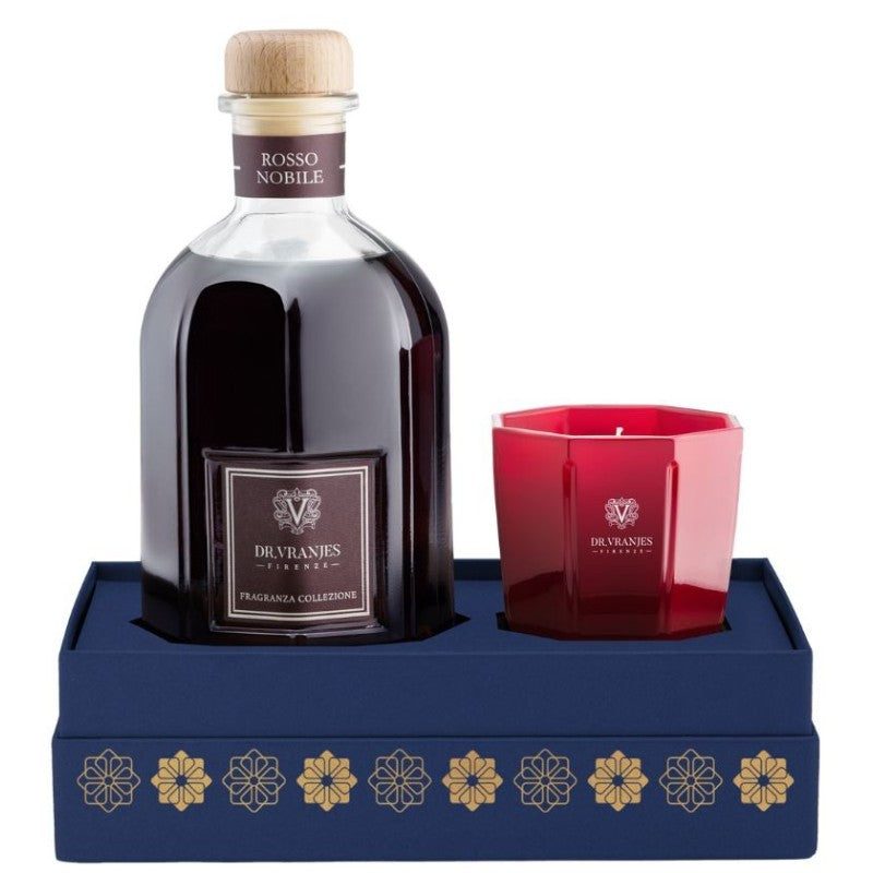 DR. VRANJES Gift Box Limited Edition Fragranza Ambiente Collezione 250ml e Candela Xs-Rosso Nobile