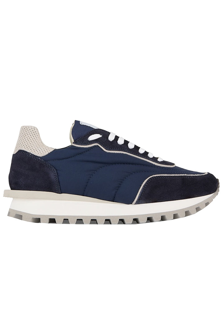 ELEVENTY Sneaker Uomo Suede Nylon-Blu Bianco