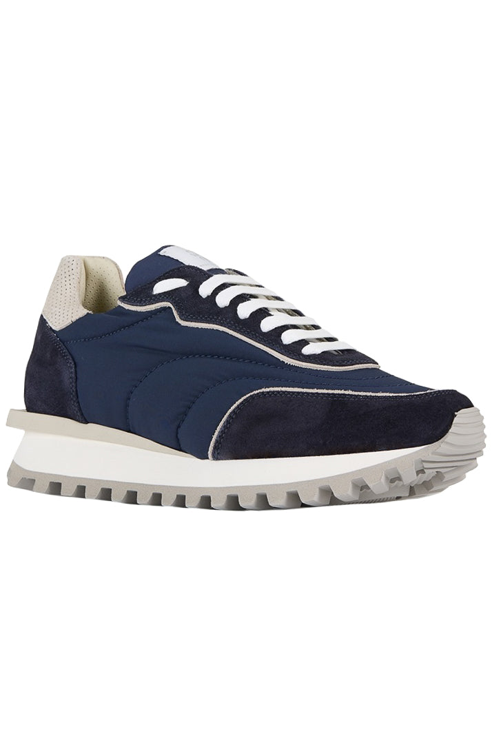 ELEVENTY Sneaker Uomo Suede Nylon-Blu Bianco