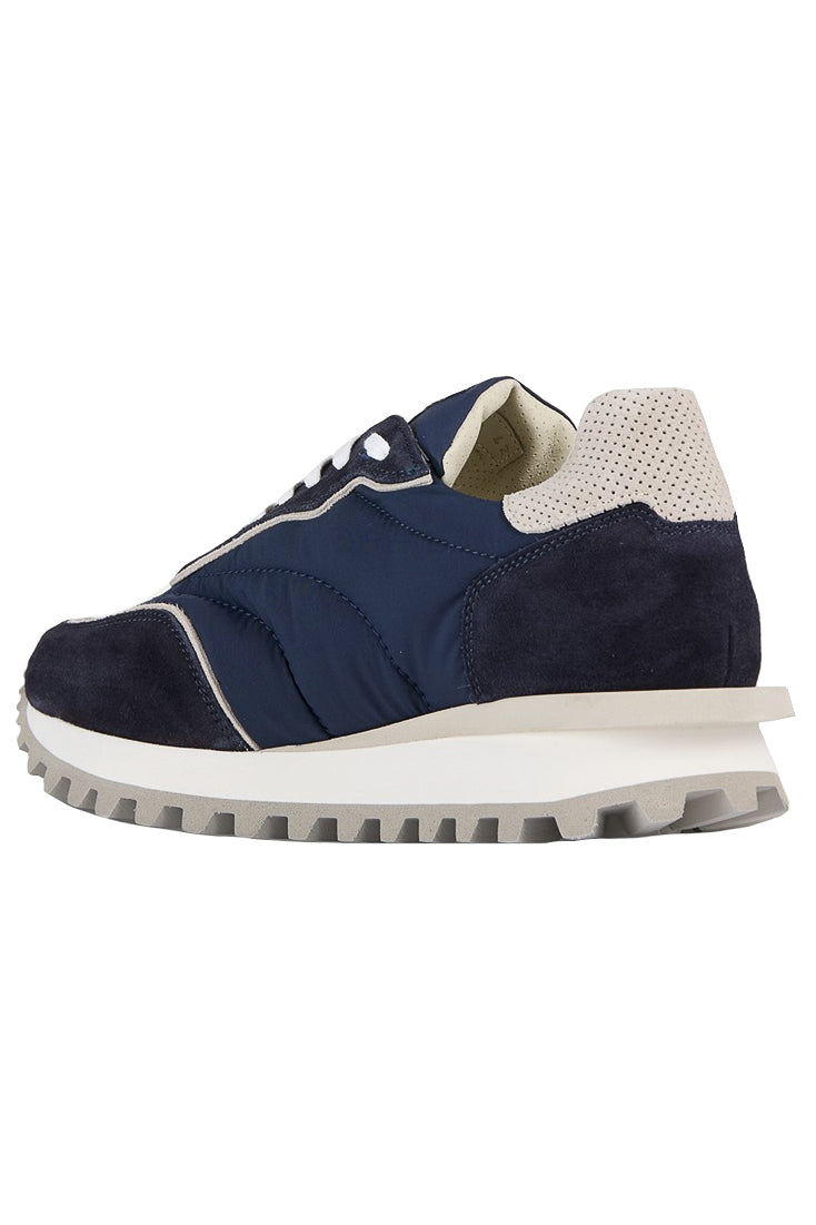 ELEVENTY Sneaker Uomo Suede Nylon-Blu Bianco