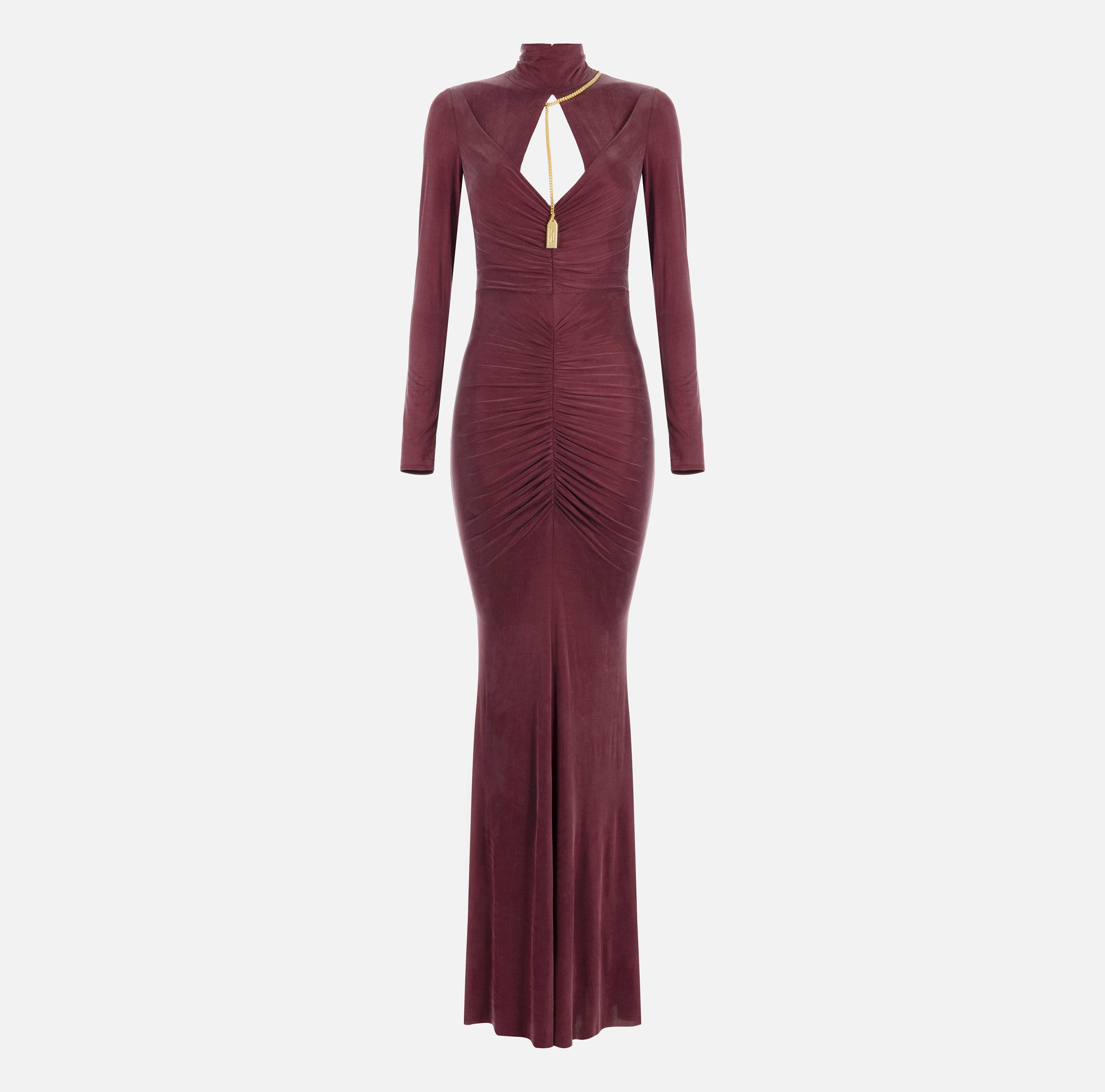 ELISABETTA FRANCHI Abito Lungo Red Carpet Drappeggio-Rouge Noir