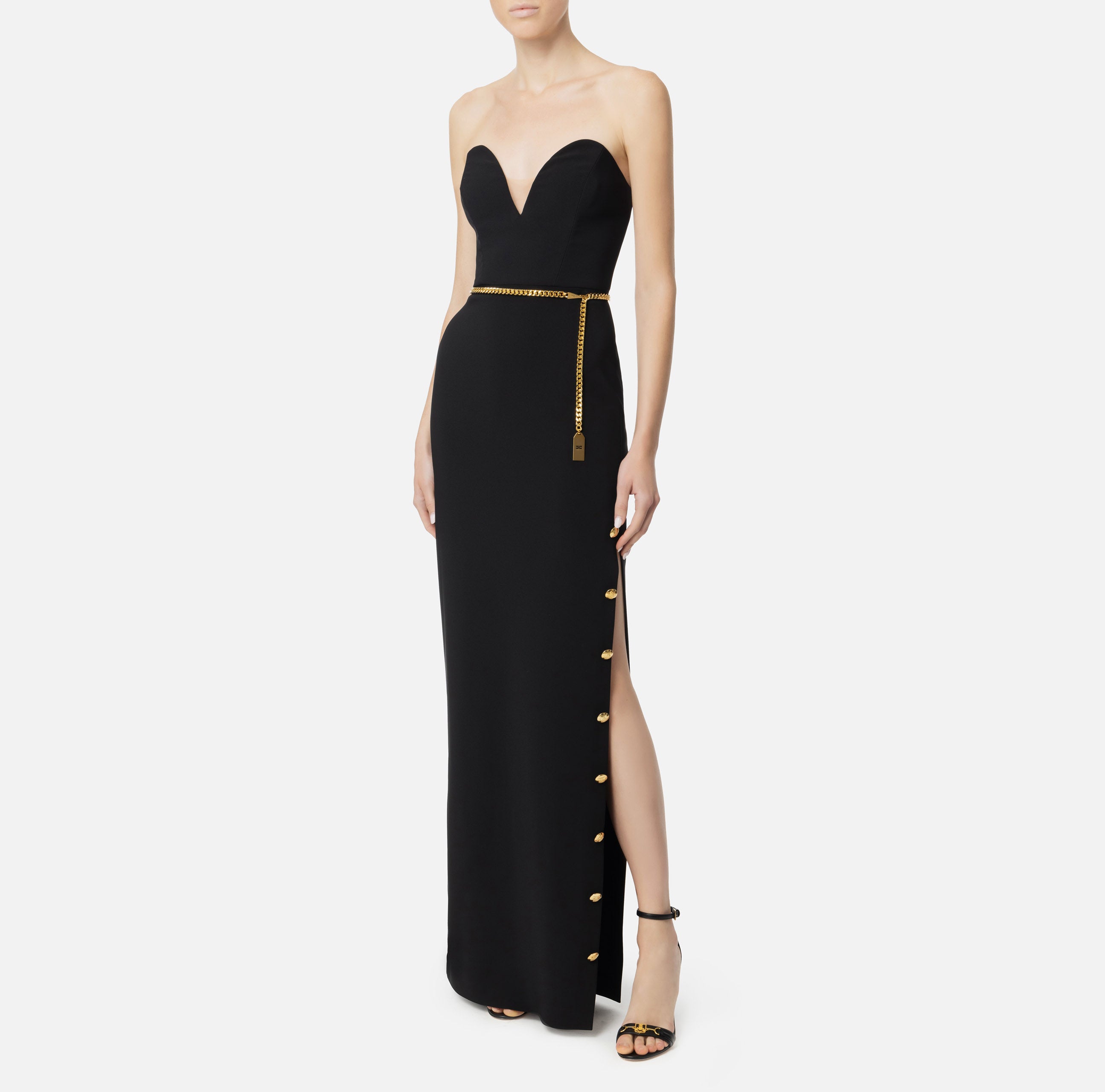 ELISABETTA FRANCHI Abito Lungo Red Carpet Bustier-Nero