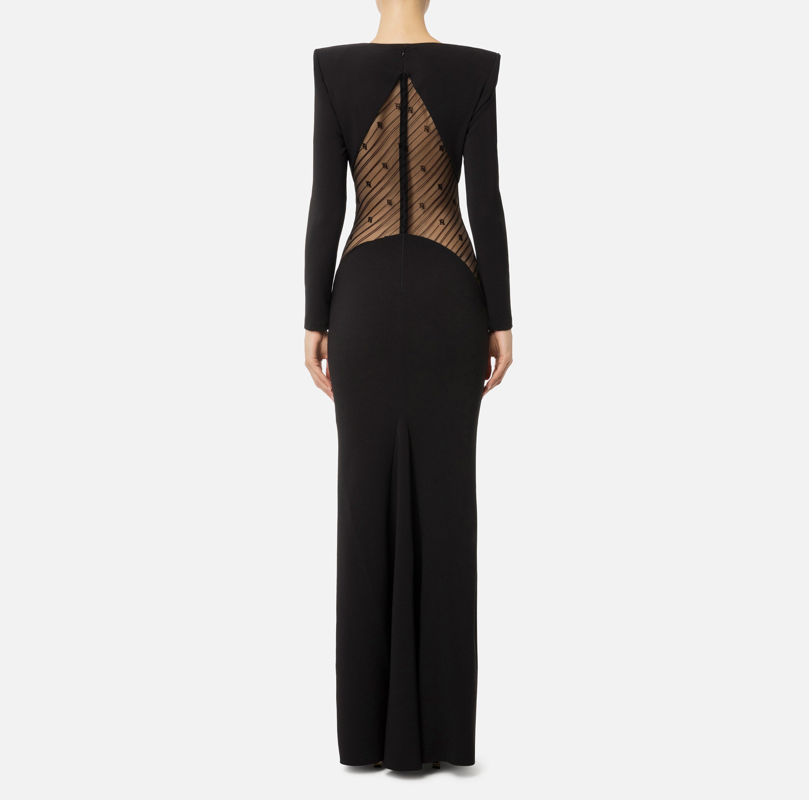 ELISABETTA FRANCHI Abito Lungo Red Carpet Tulle-Nero