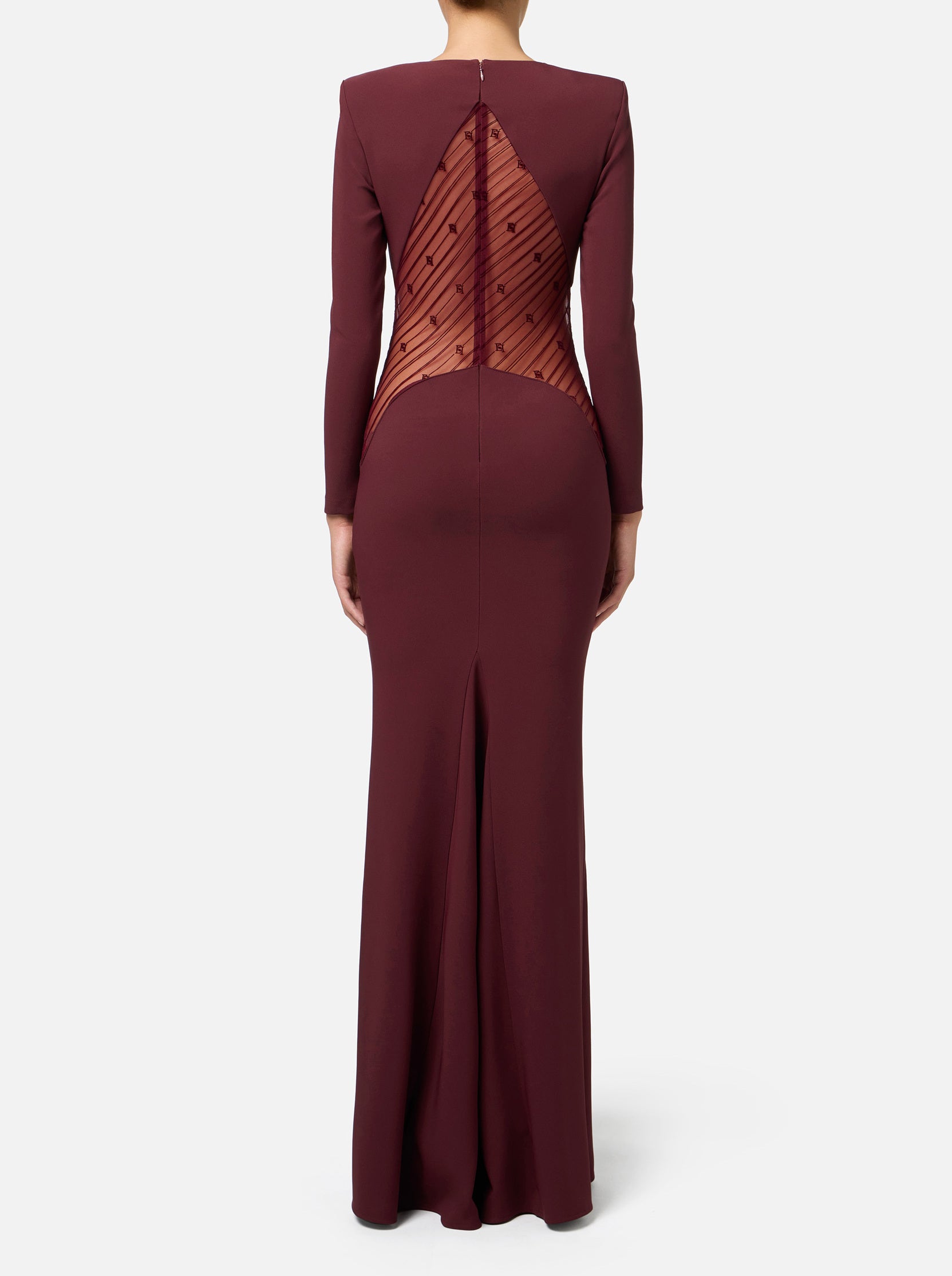 ELISABETTA FRANCHI Abito Lungo Red Carpet Tulle-Rouge Noir