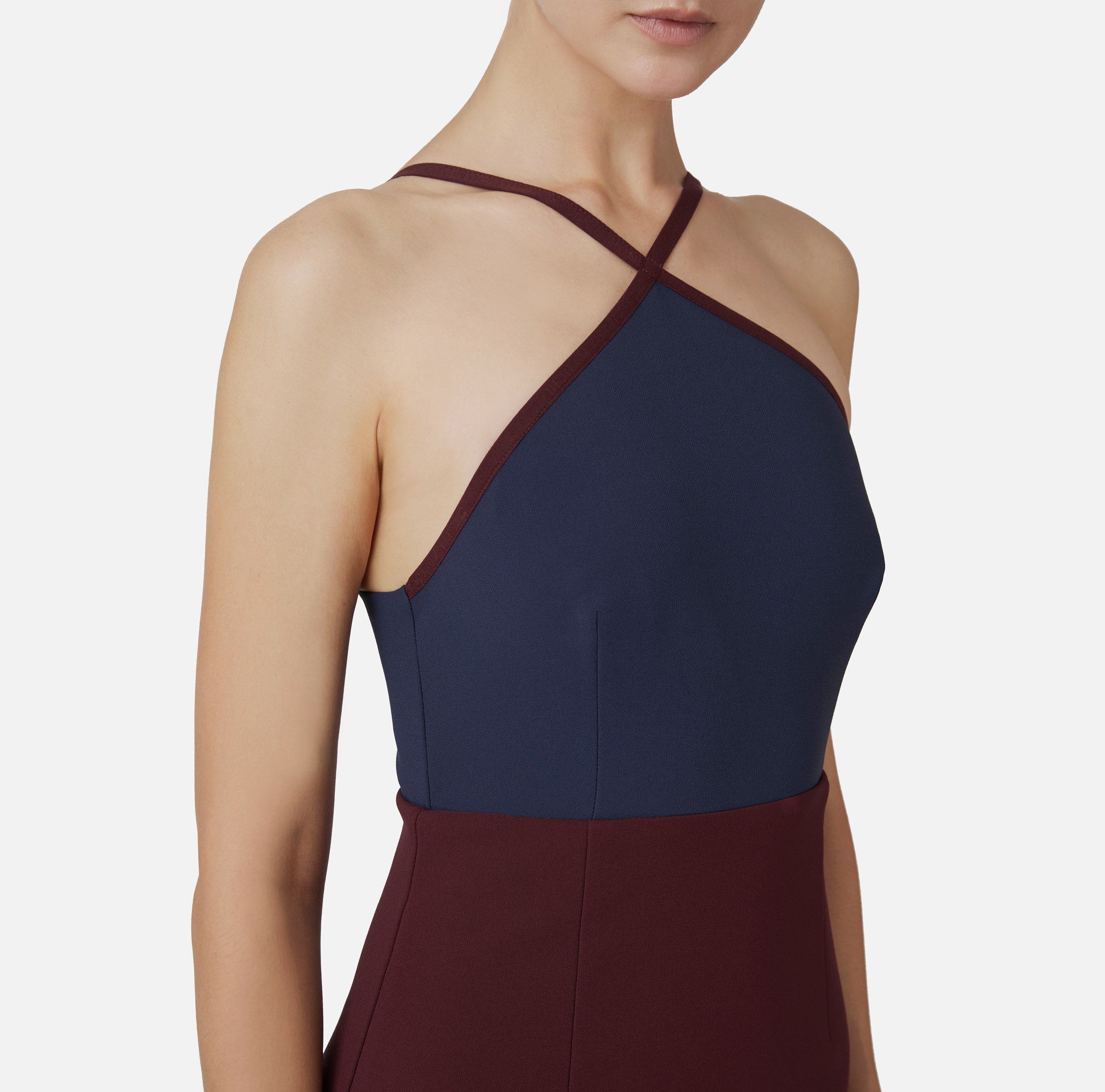 ELISABETTA FRANCHI Abito Corto Bicolor-Navy Rouge Noir