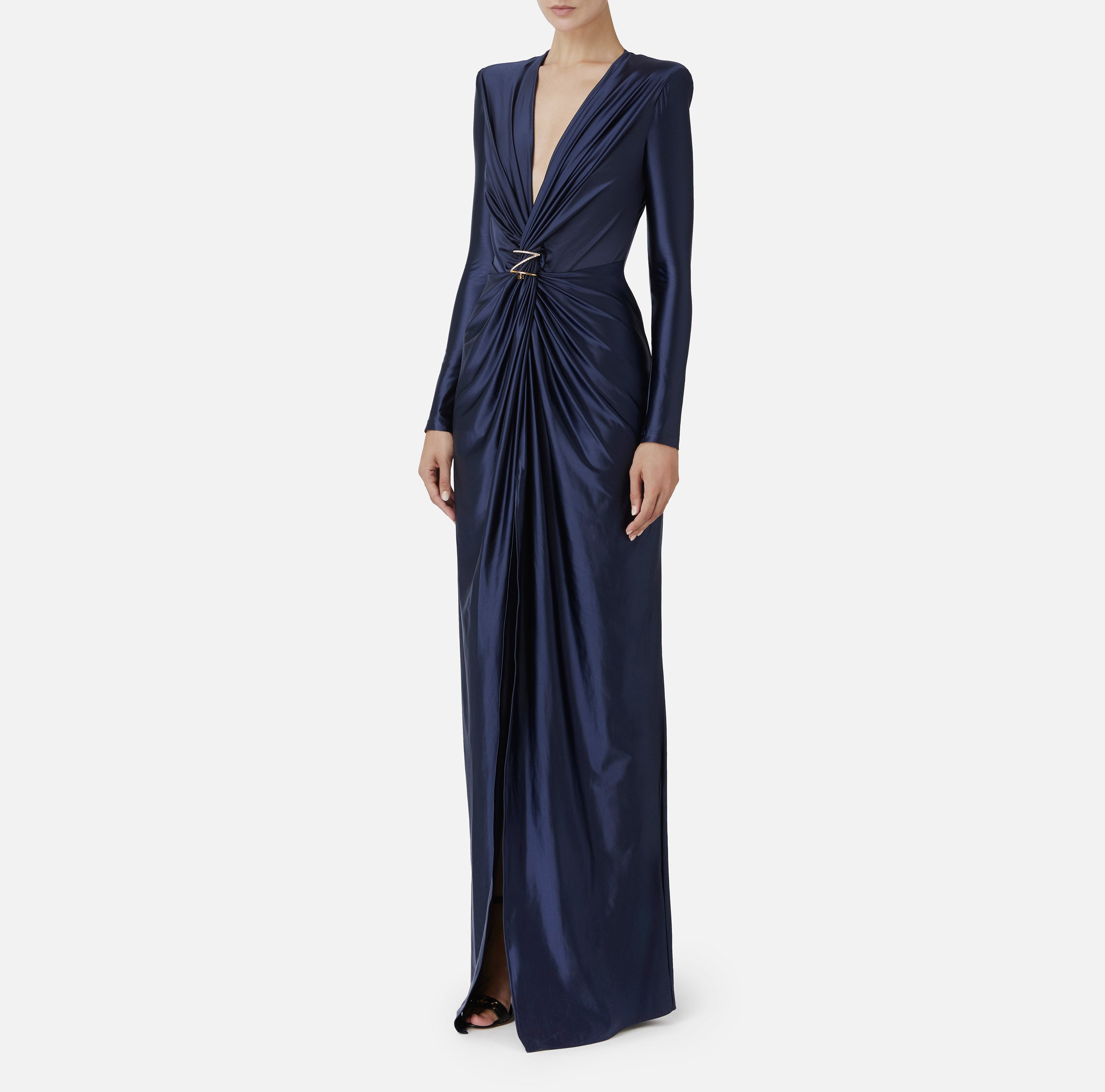 ELISABETTA FRANCHI Abito Lungo Red Carpet Lycra-Navy