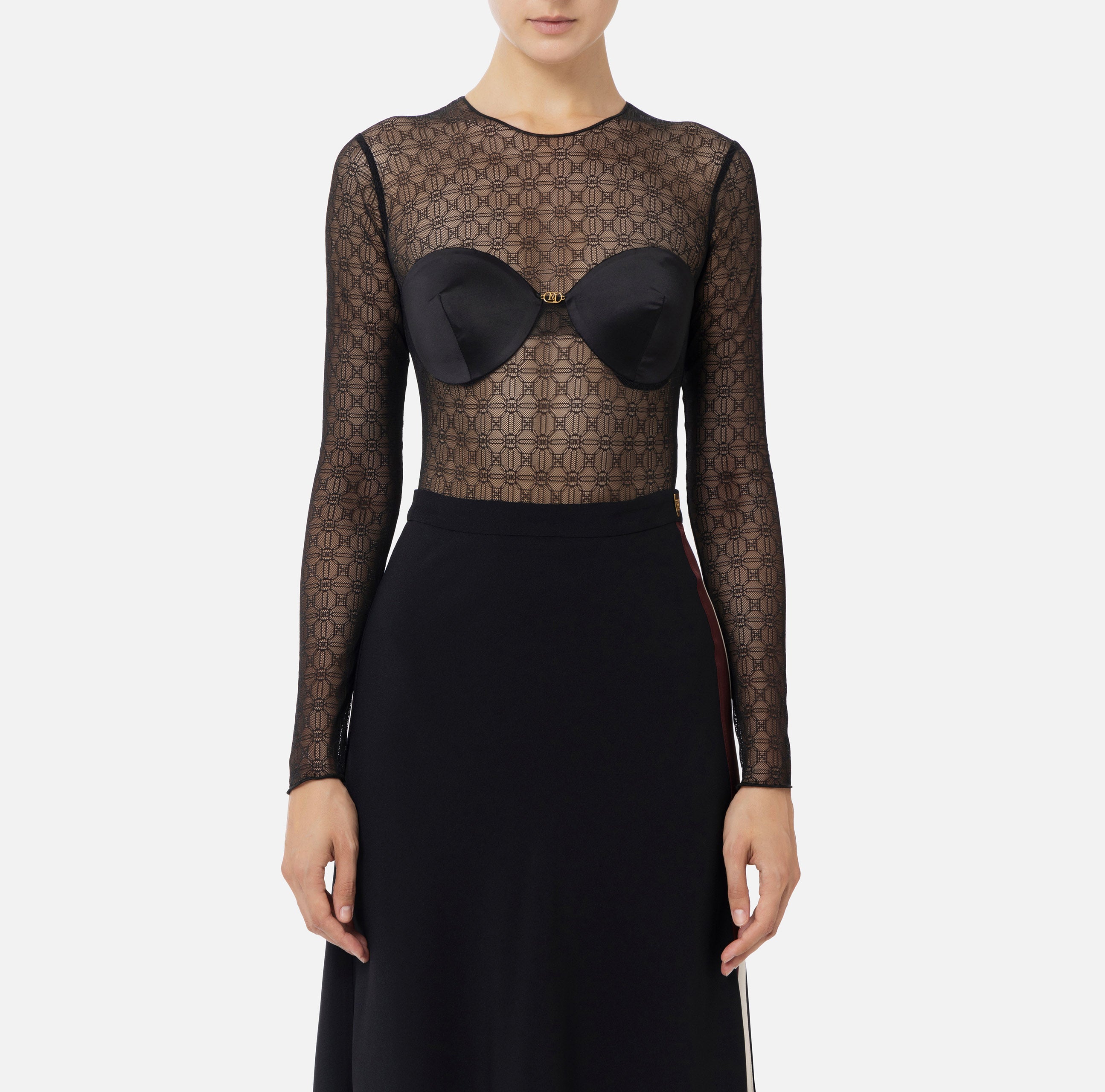 ELISABETTA FRANCHI Body Coppe Tulle-Nero