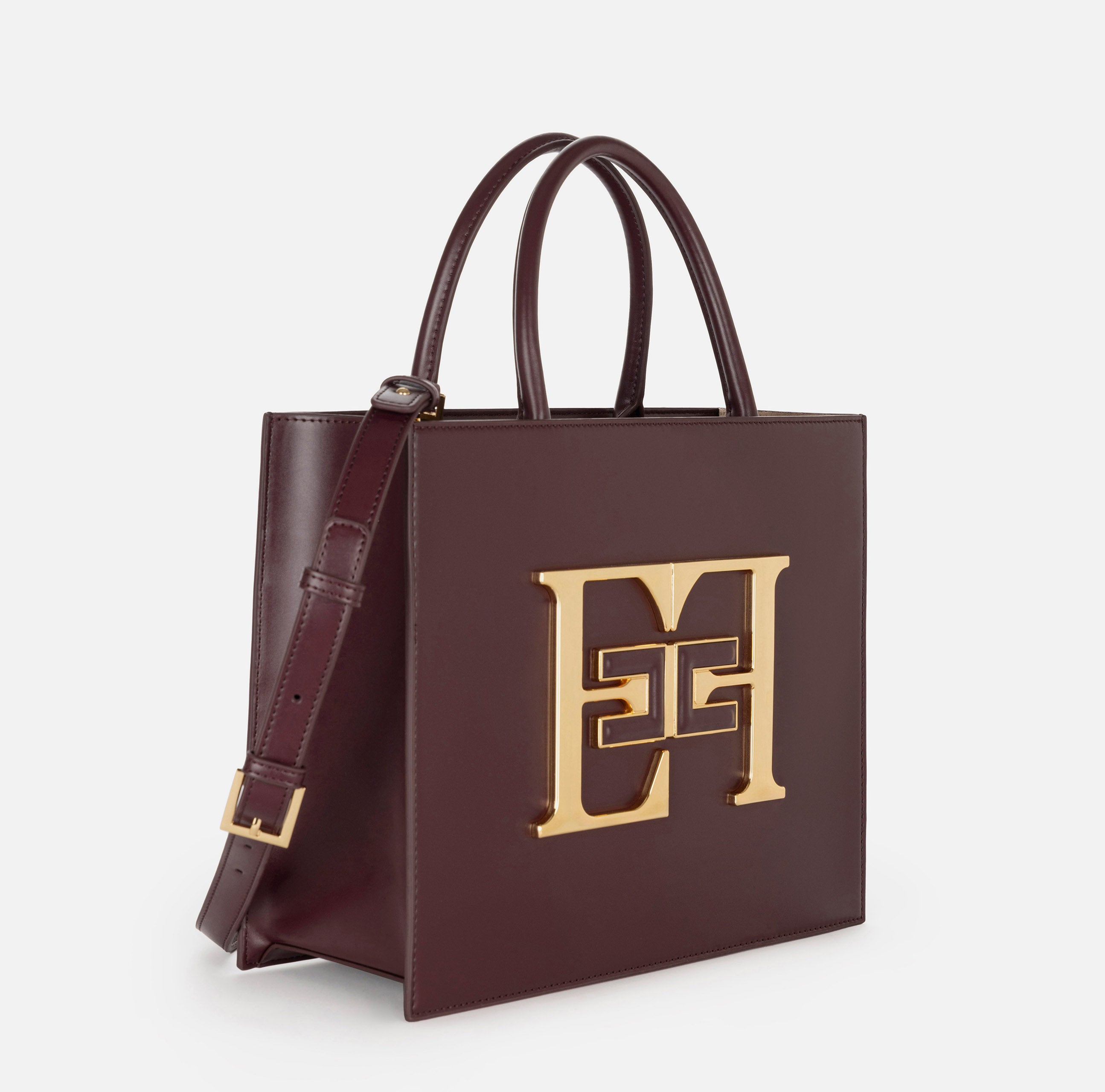 ELISABETTA FRANCHI Borsa Media Doppio Logo-Rouge Noir