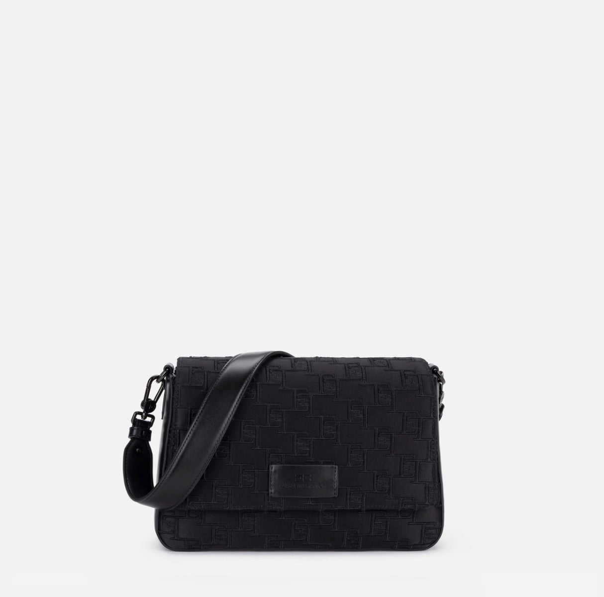 ELISABETTA FRANCHI Borsa Media Logo Embossed-Nero