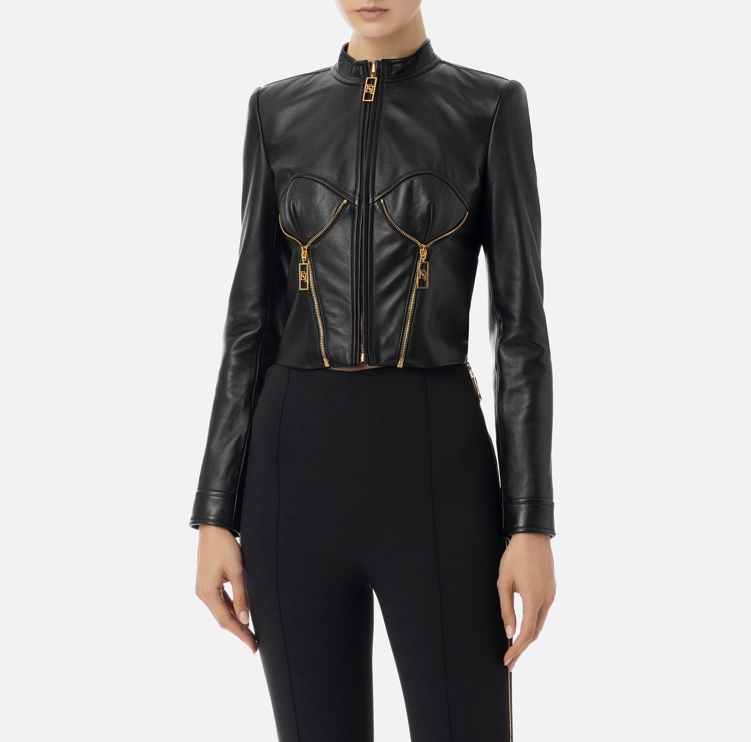 ELISABETTA FRANCHI Giacca Biker Coppe-Nero