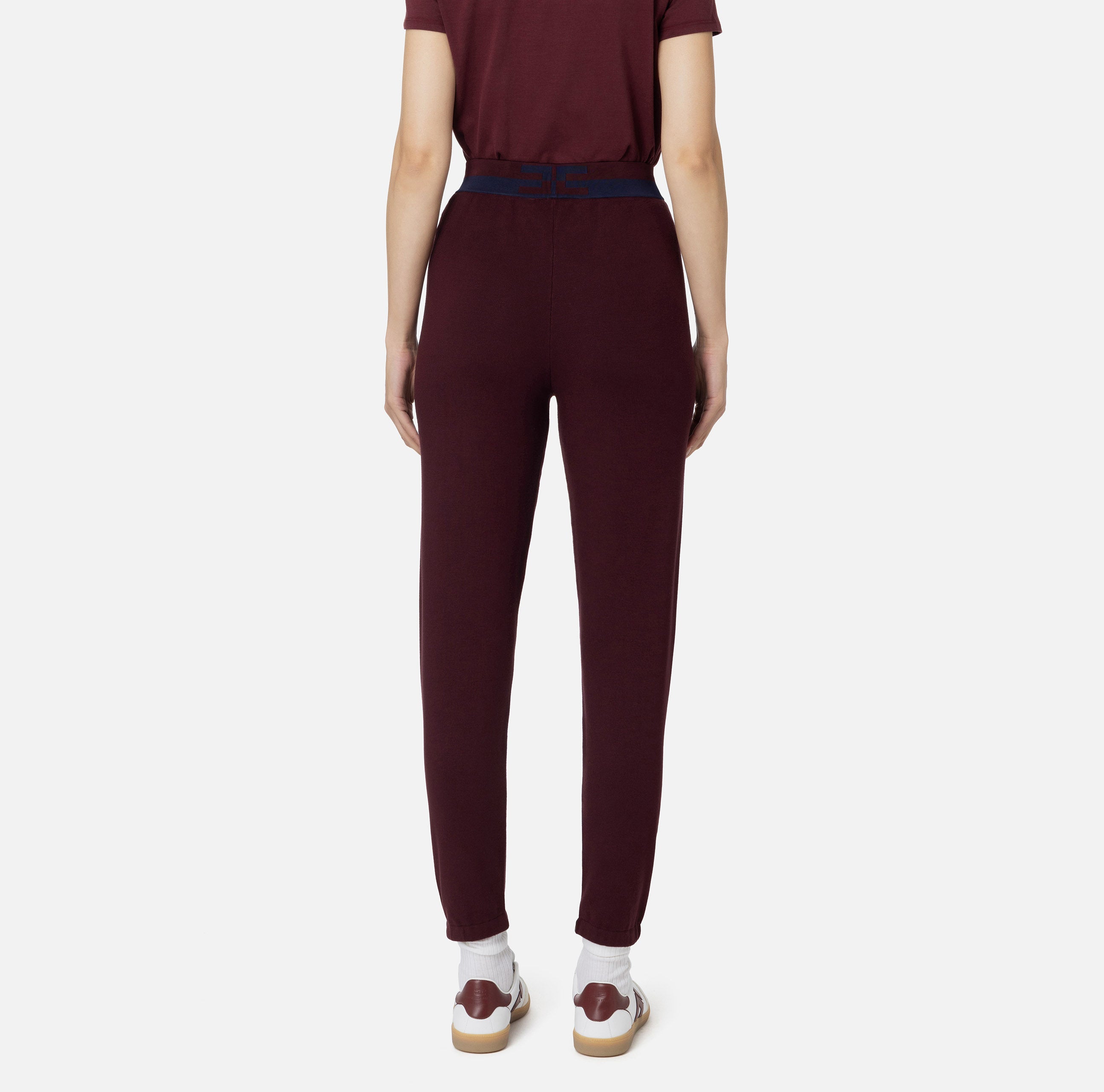 ELISABETTA FRANCHI Pantalone Jogger Bande Logo-Rouge Noir Navy