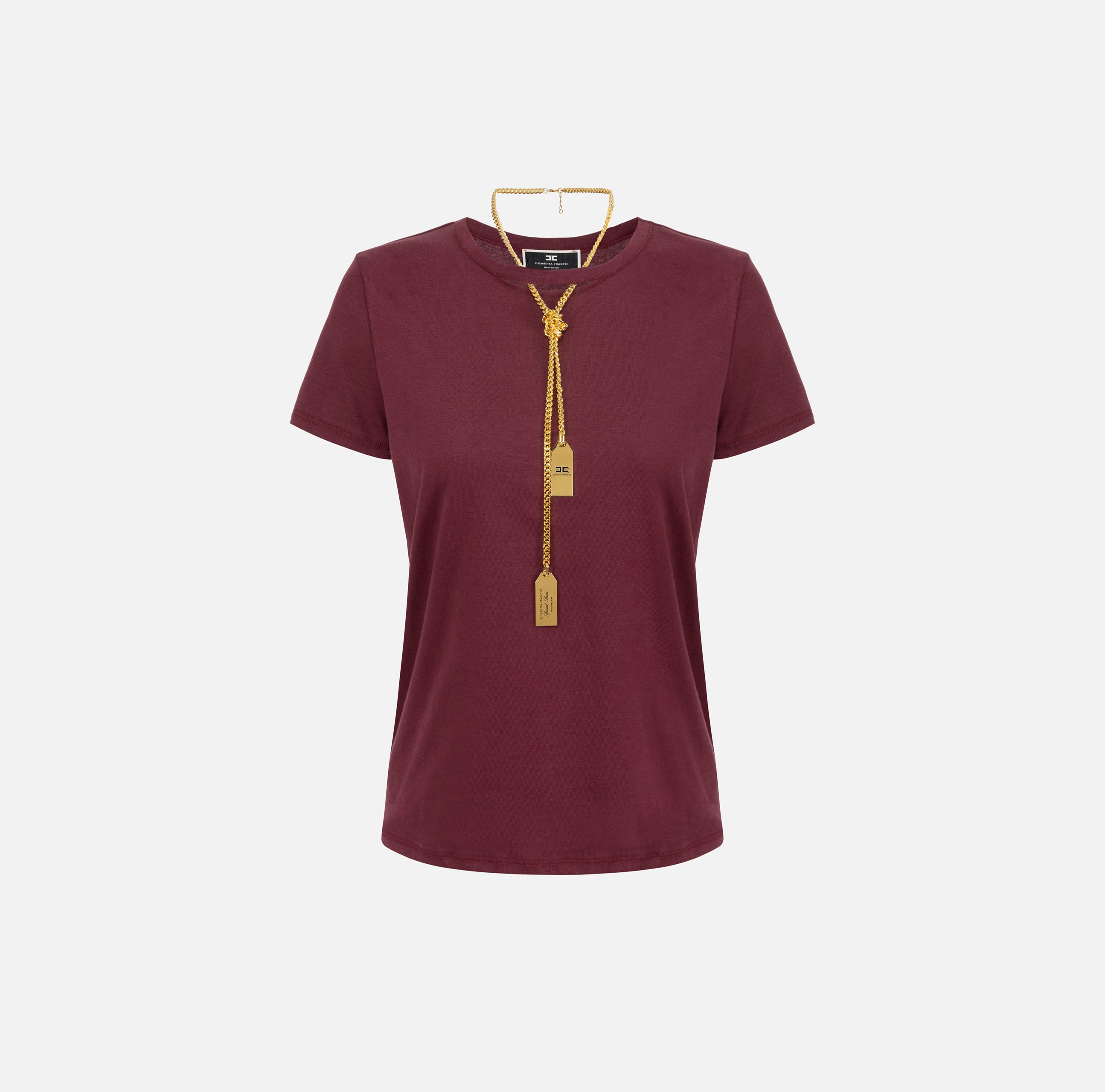 ELISABETTA FRANCHI T-Shirt Collana Charms Logo-Rouge Noir