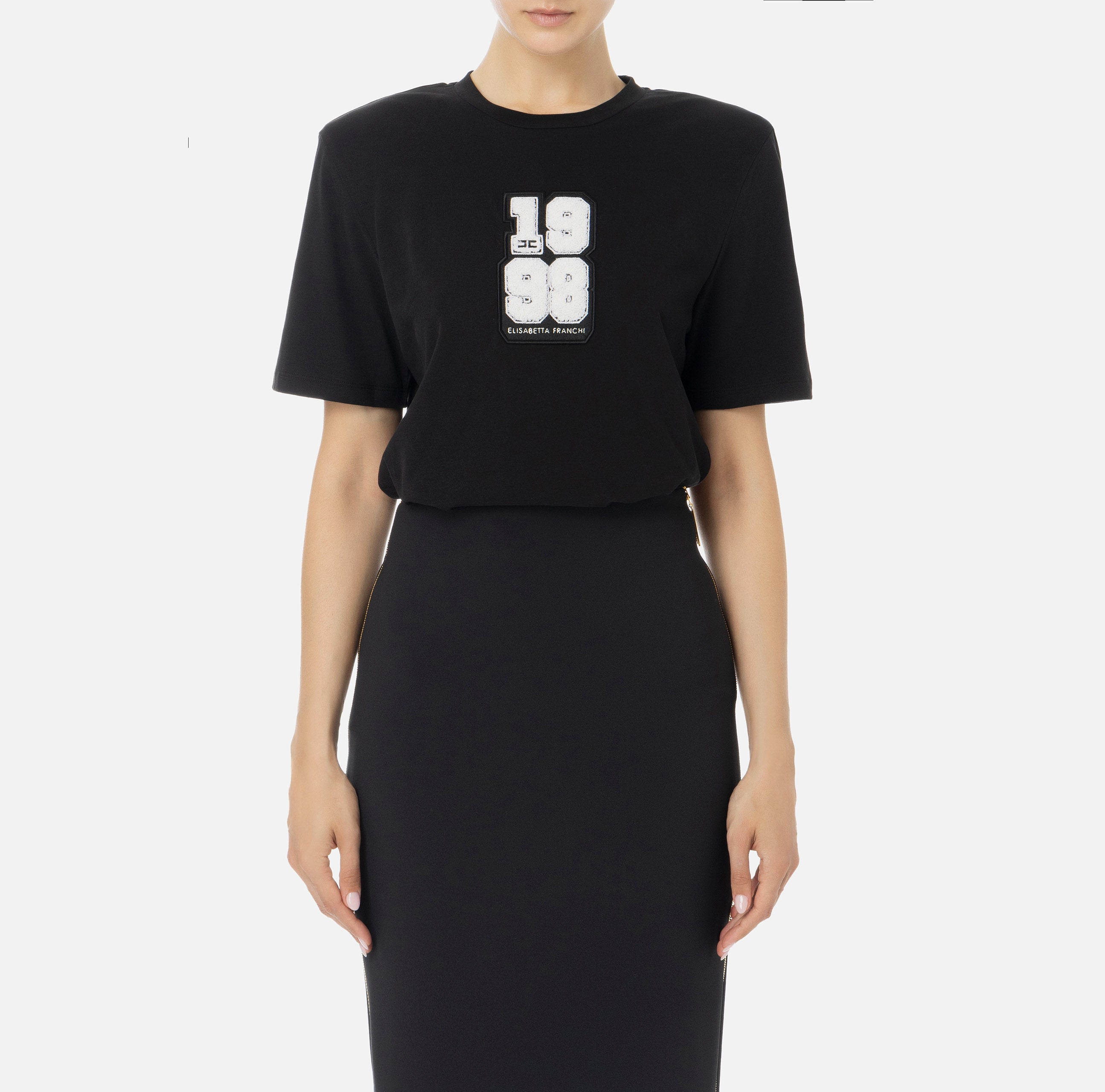 ELISABETTA FRANCHI T-Shirt Patch Logo-Nero