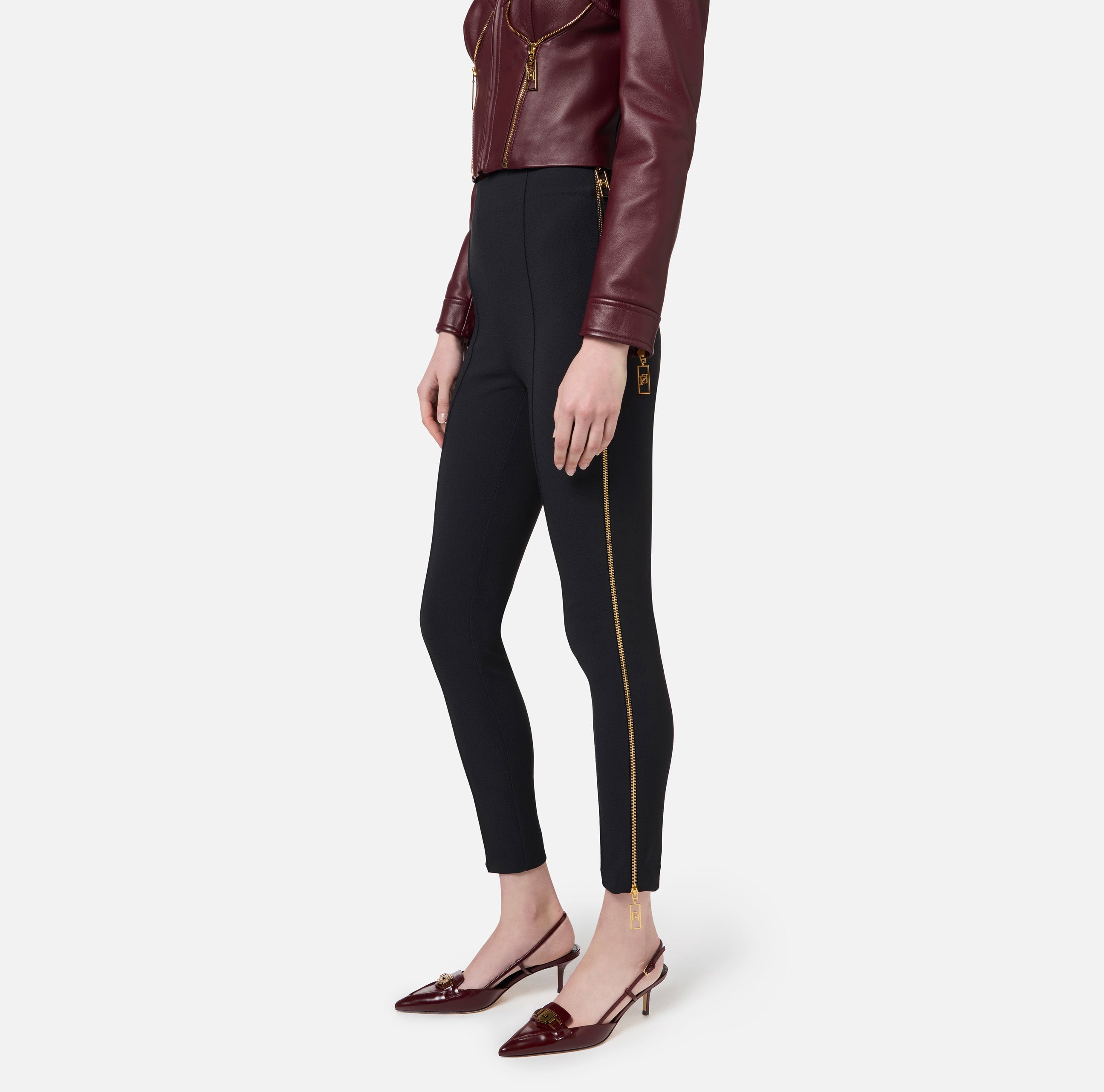 ELISABETTA FRANCHI Pantalone Dritto Zip-Nero