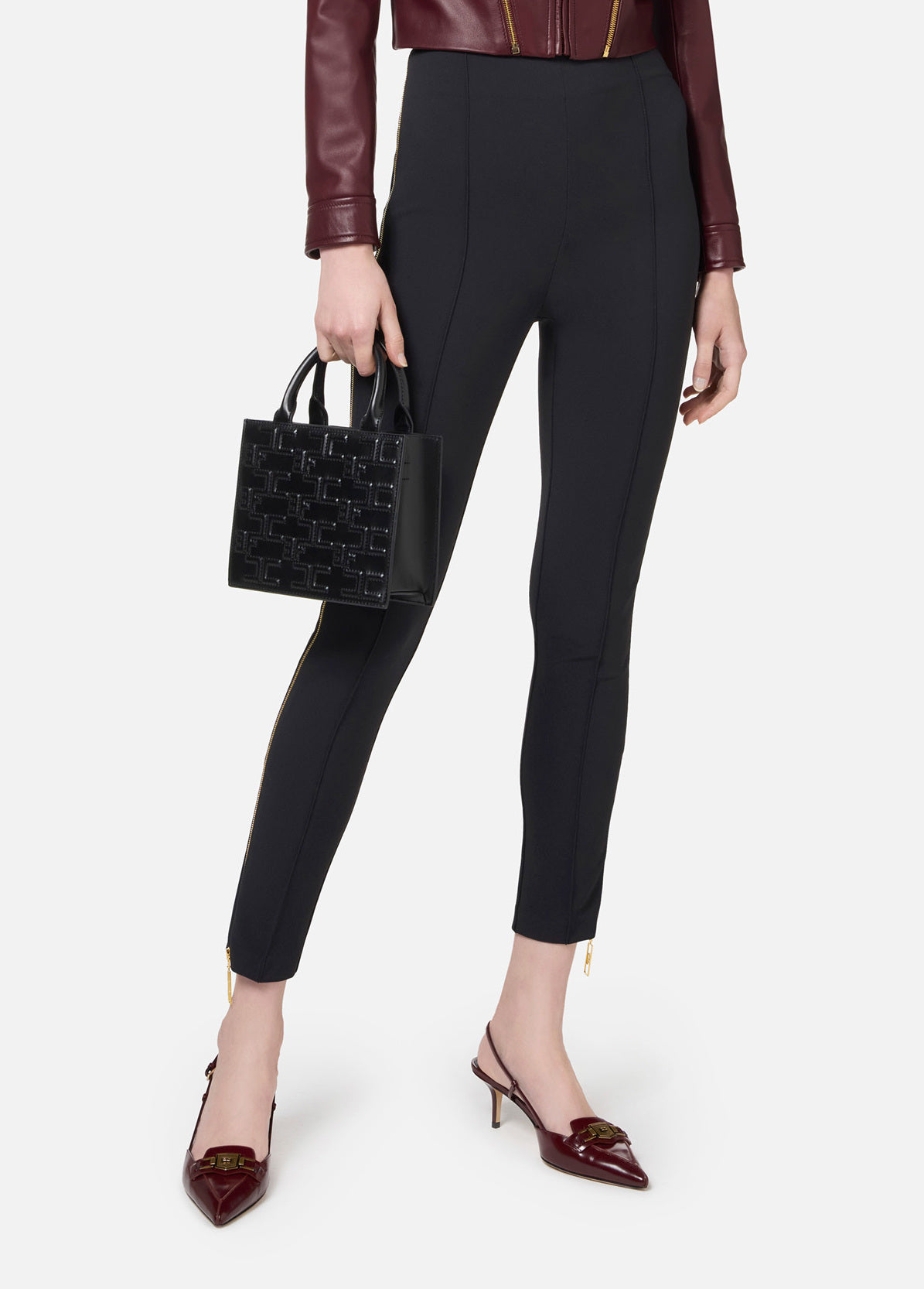 ELISABETTA FRANCHI Pantalone Dritto Zip-Nero