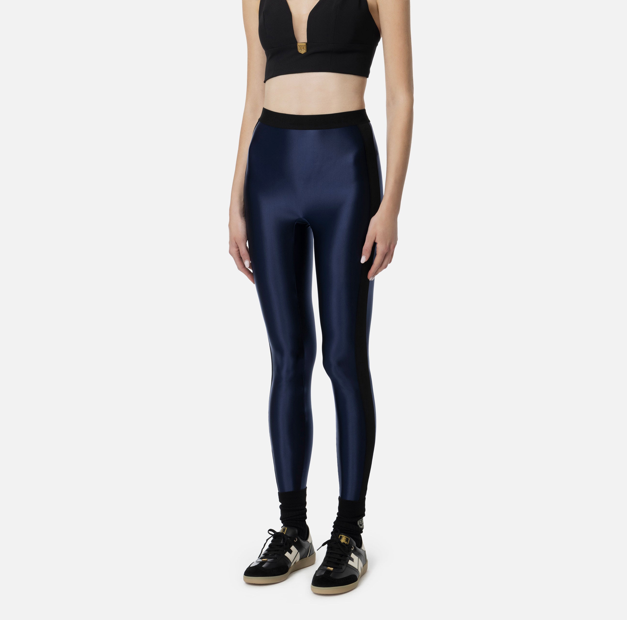 ELISABETTA FRANCHI Leggings Bande Logo-Navy