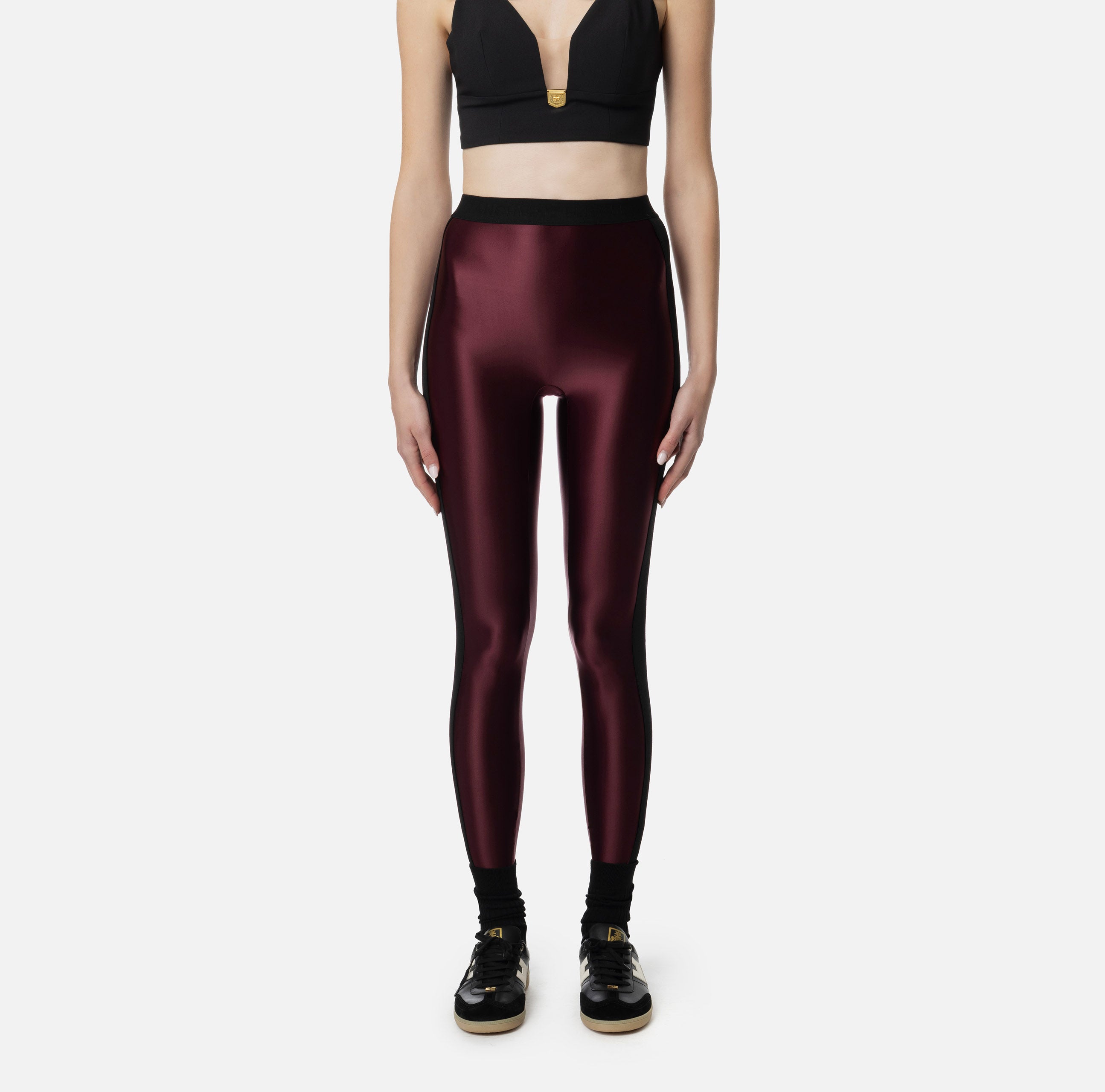 ELISABETTA FRANCHI Leggings Bande Logo-Rouge Noir